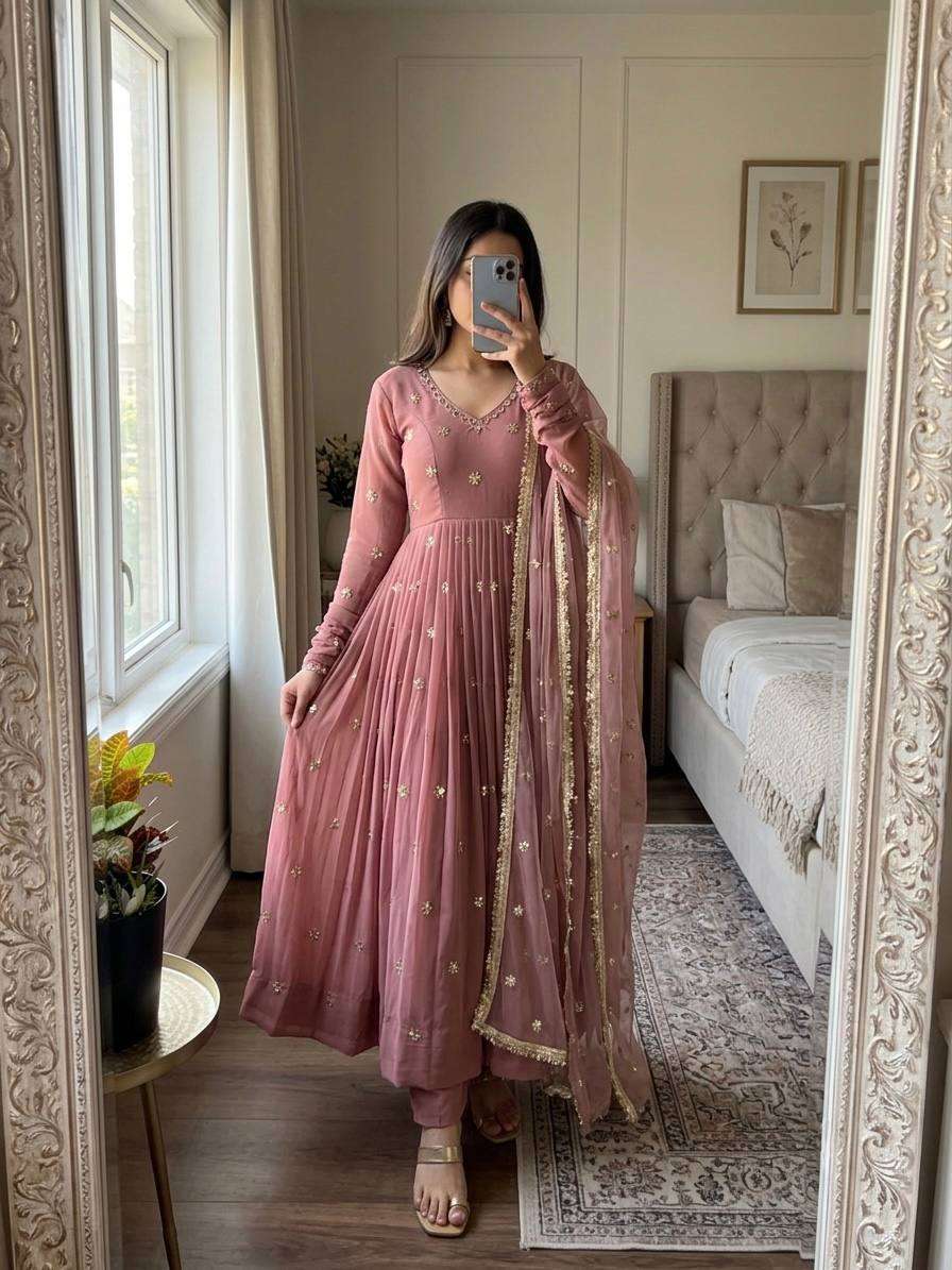 SRK 5313 GEORGETTE PREETY LOOK DESIGNER PARTY WEAR ANARKALI GOWN STYLE DRESS