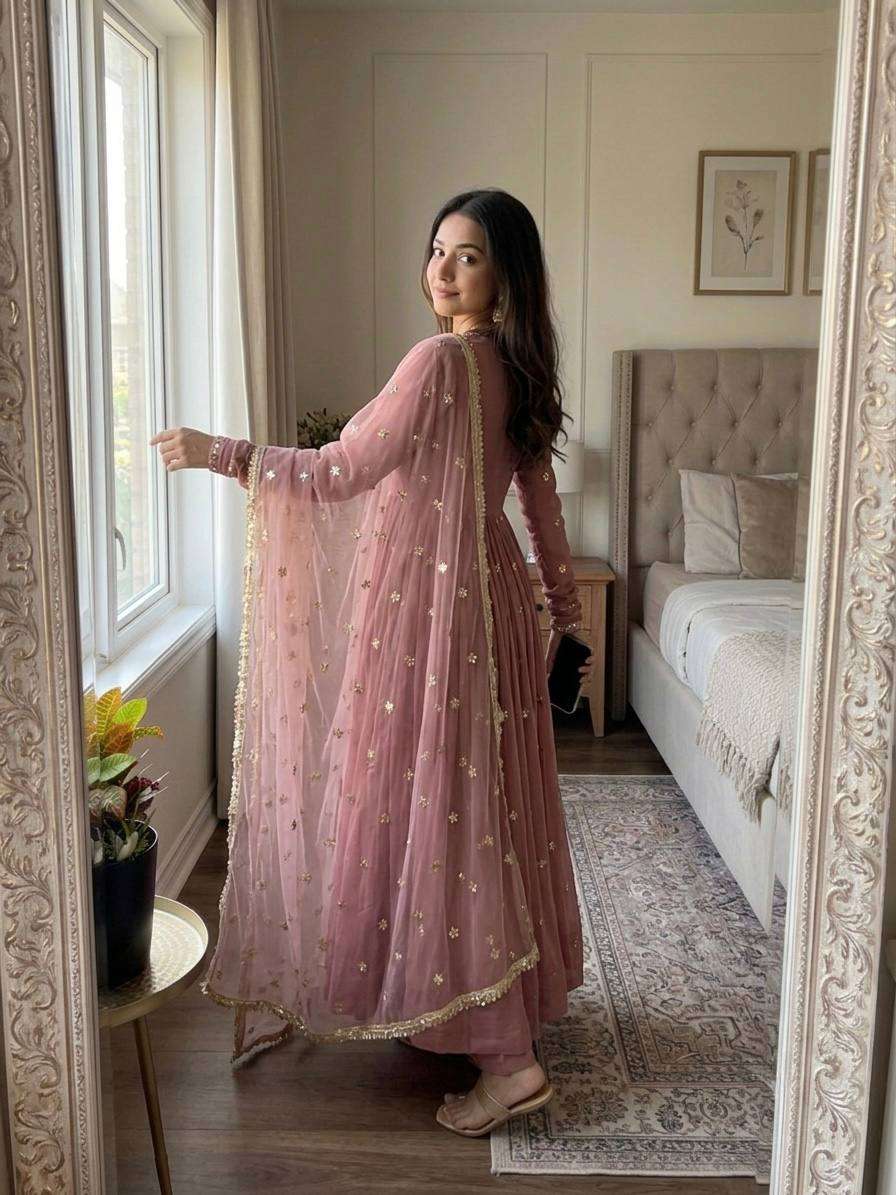 SRK 5313 GEORGETTE PREETY LOOK DESIGNER PARTY WEAR ANARKALI GOWN STYLE DRESS