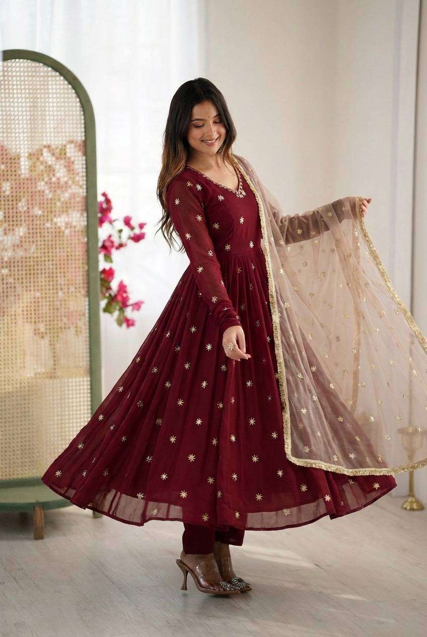 SRK 5313 GEORGETTE PREETY LOOK DESIGNER PARTY WEAR ANARKALI GOWN STYLE DRESS