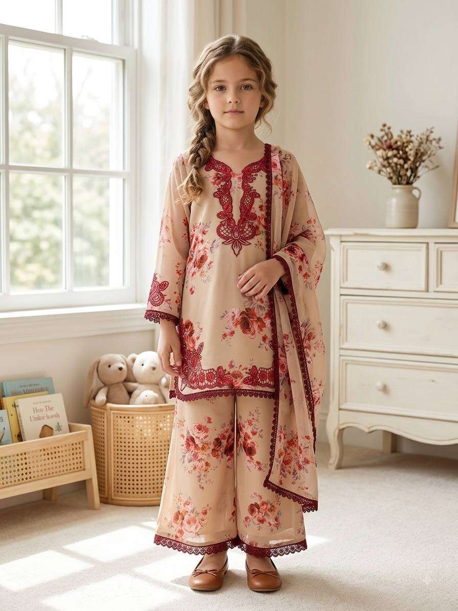 SRK 5352 GEORGETTE DESIGNER WORK READY MADE PARTY WEAR MOTHER AND DUPATTA COMBO SUIT