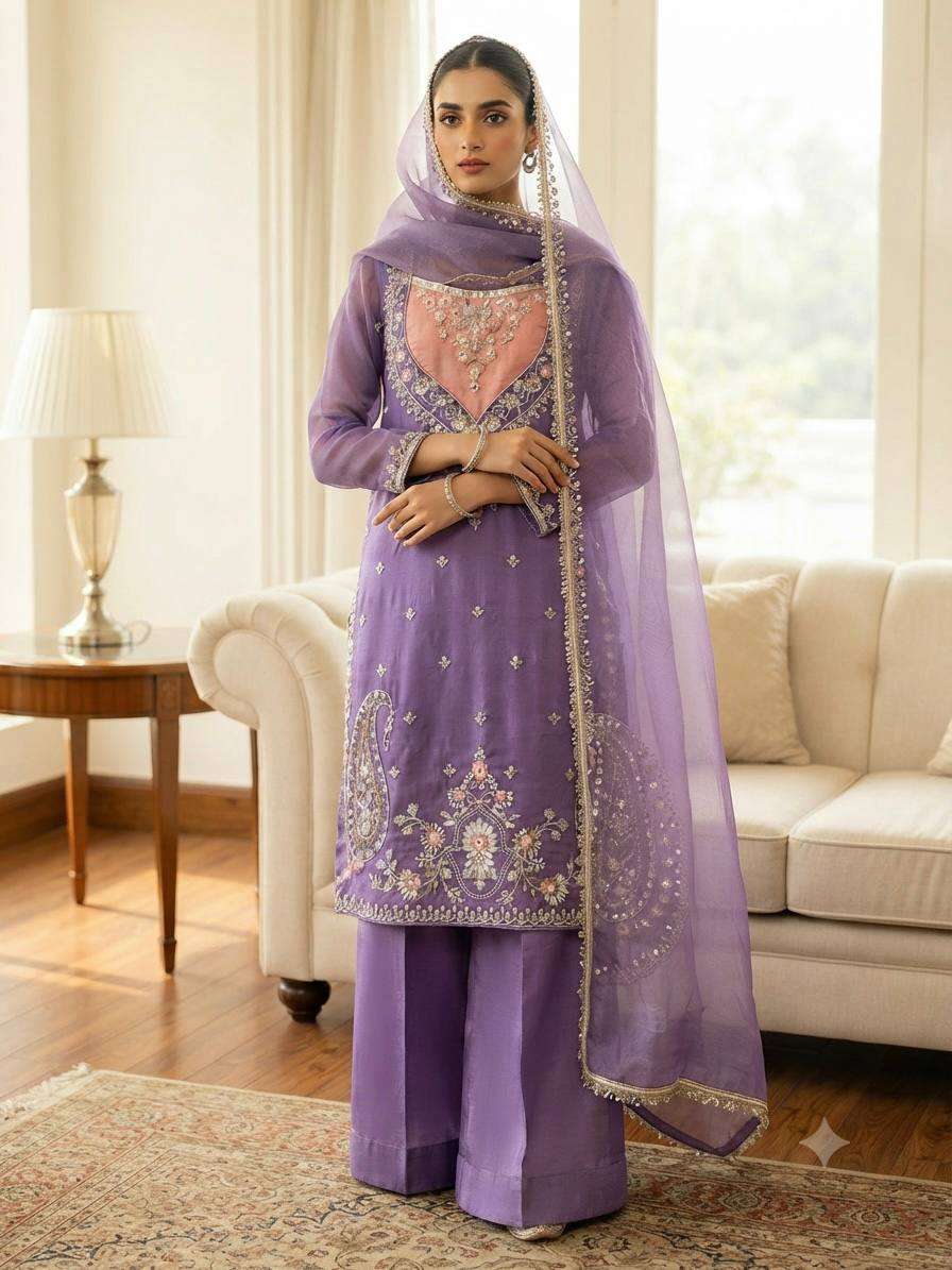 SRK 5369 SILK HEAVY EMBROIDERD DESIGNER FESTIVE WEAR LADIES SUIT