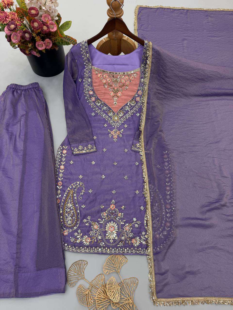 SRK 5369 SILK HEAVY EMBROIDERD DESIGNER FESTIVE WEAR LADIES SUIT