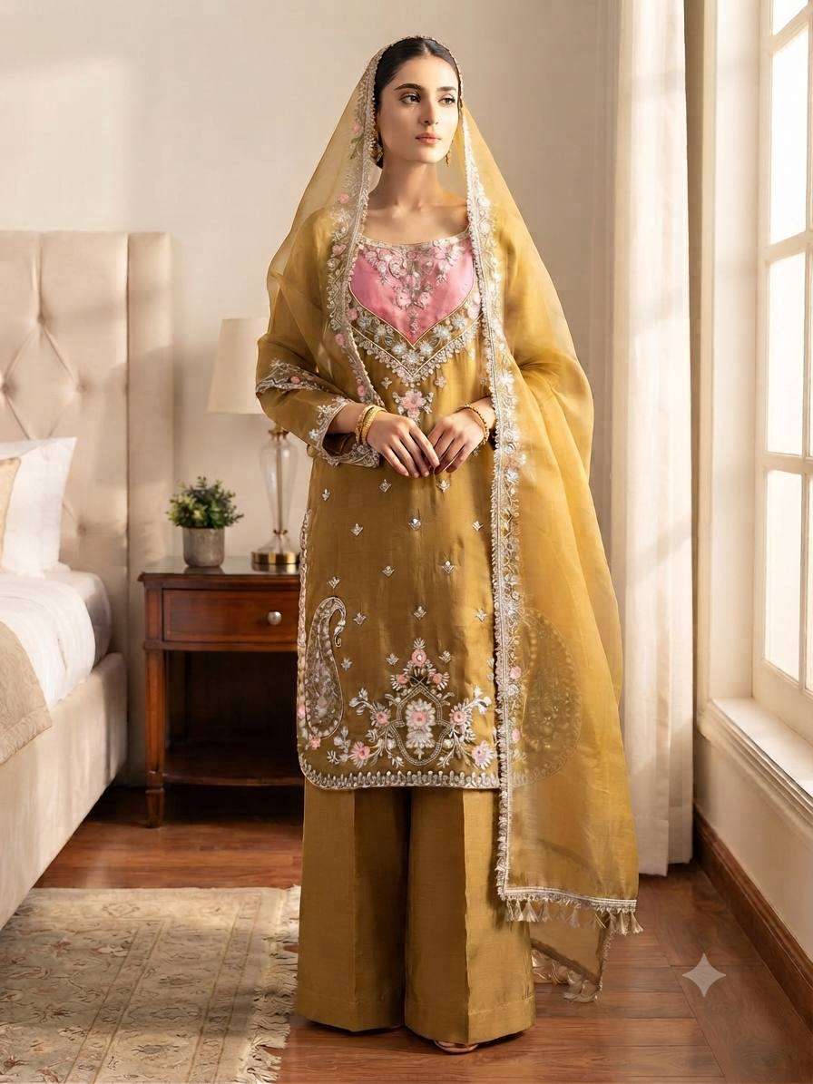 SRK 5369 SILK HEAVY EMBROIDERD DESIGNER FESTIVE WEAR LADIES SUIT