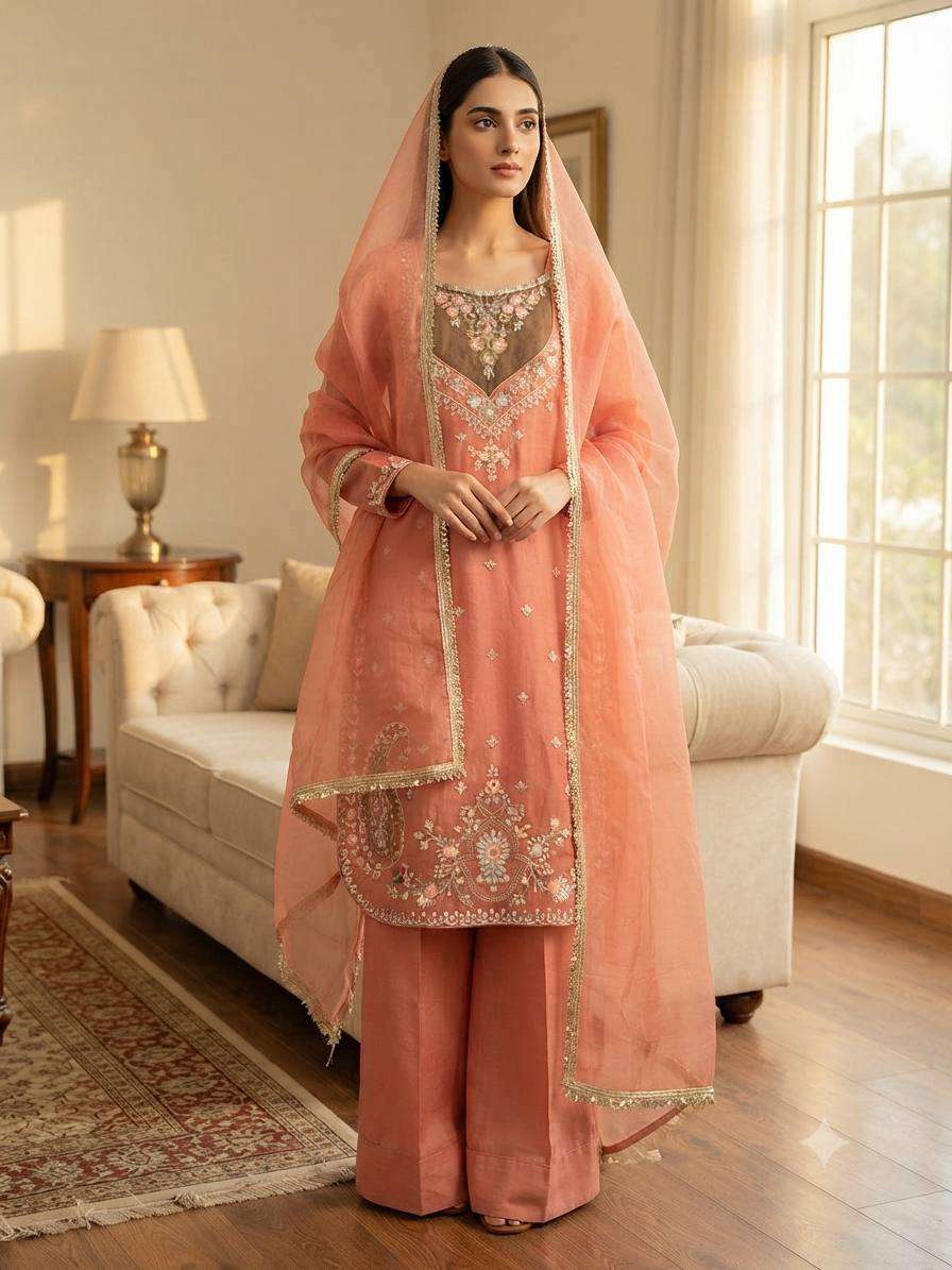 SRK 5369 SILK HEAVY EMBROIDERD DESIGNER FESTIVE WEAR LADIES SUIT