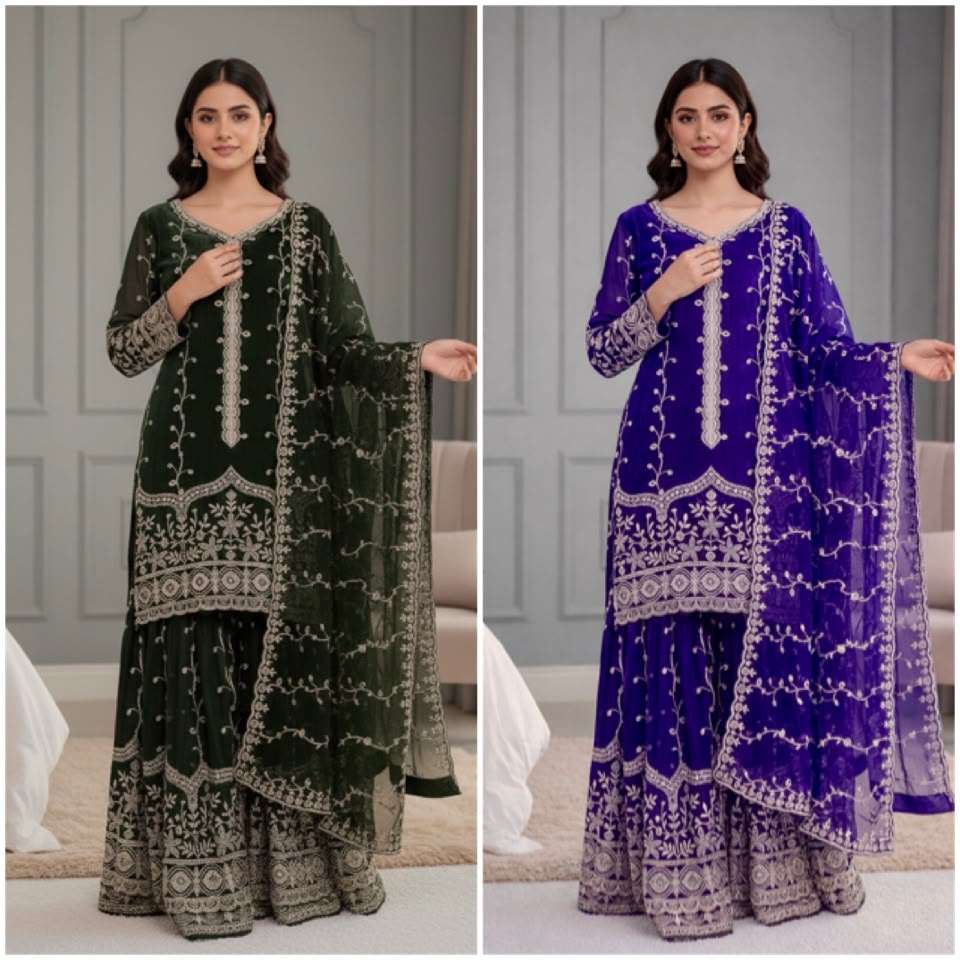SSR 533 SILK SEQUENCE EMBROIDERY DESIGNER WORK FESTIVE WEAR SUIT