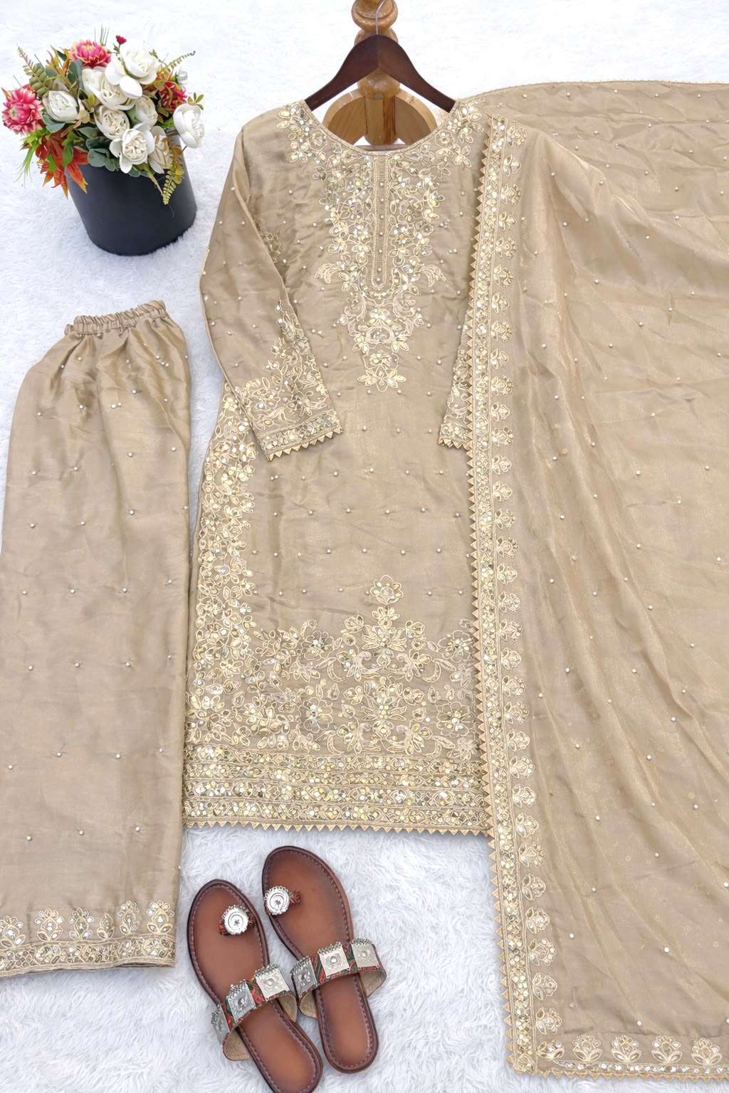 SSR 535 SILK HEAVY EMBROIDERD DESIGNER FESTIVE WEAR LADIES SUIT
