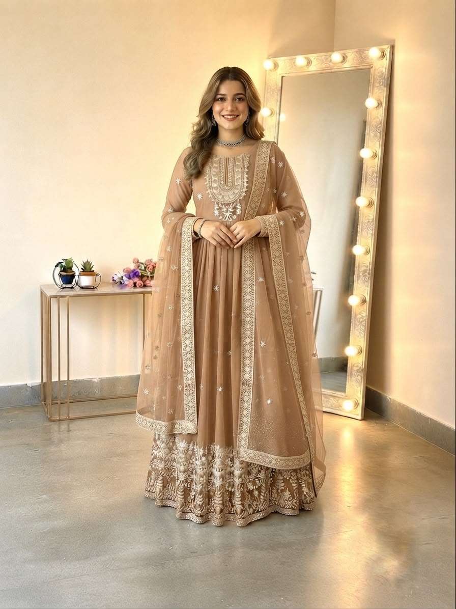 SSR 546 GEORGETTE SEQUENCE DESIGNER WORK READY MADE FESTIVE WEAR GOWN SUIT