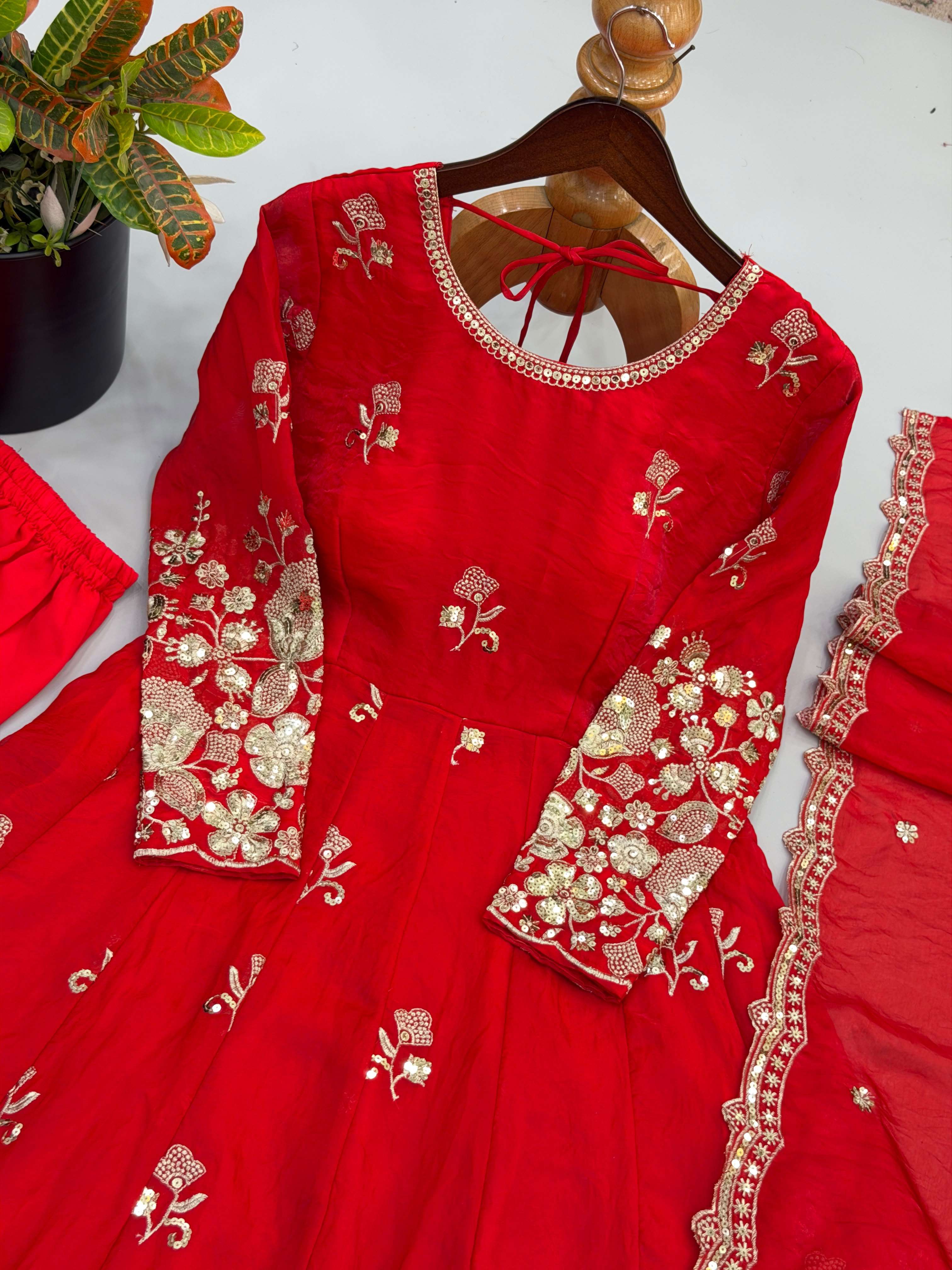 SSR 548 SILK SEQUENCE EMBROIDERED DESIGNER WORK ETHNIC WEAR LADIES SUIT