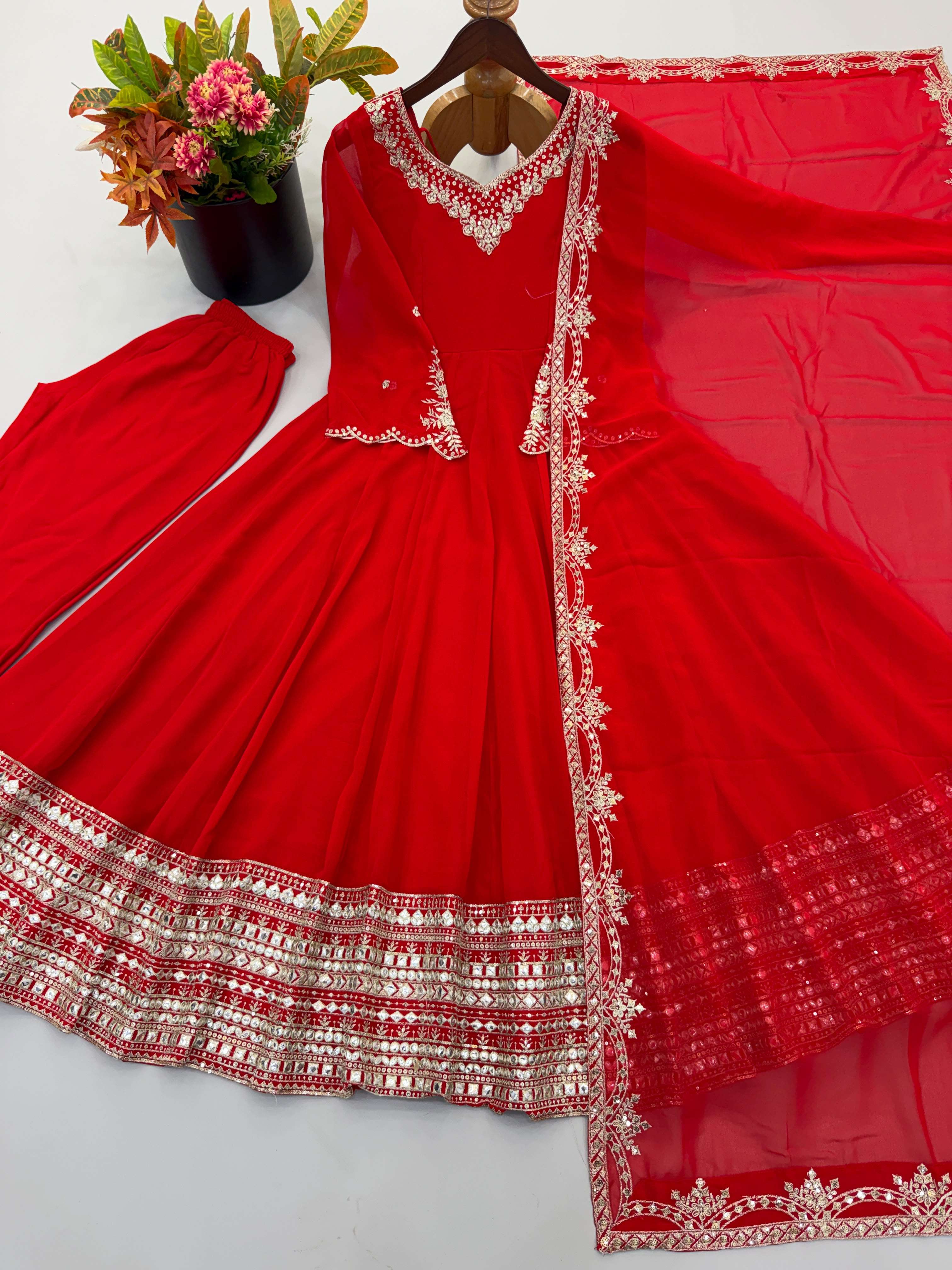 SSR 549 GEORGETTE DESIGNER PARTY WEAR LADIES GOWN BOTTOM AND DUPATTA SET 