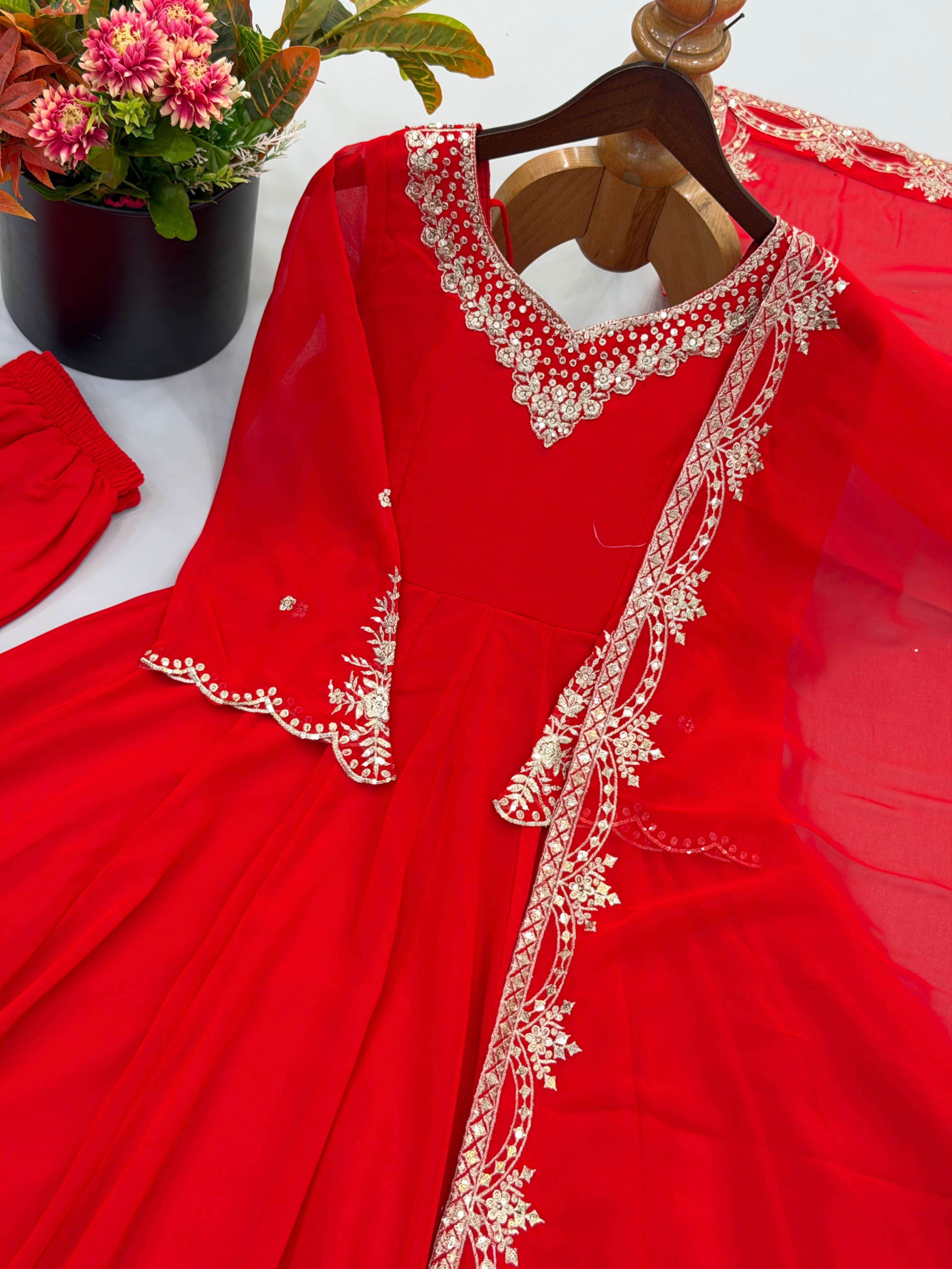 SSR 549 GEORGETTE DESIGNER PARTY WEAR LADIES GOWN BOTTOM AND DUPATTA SET 