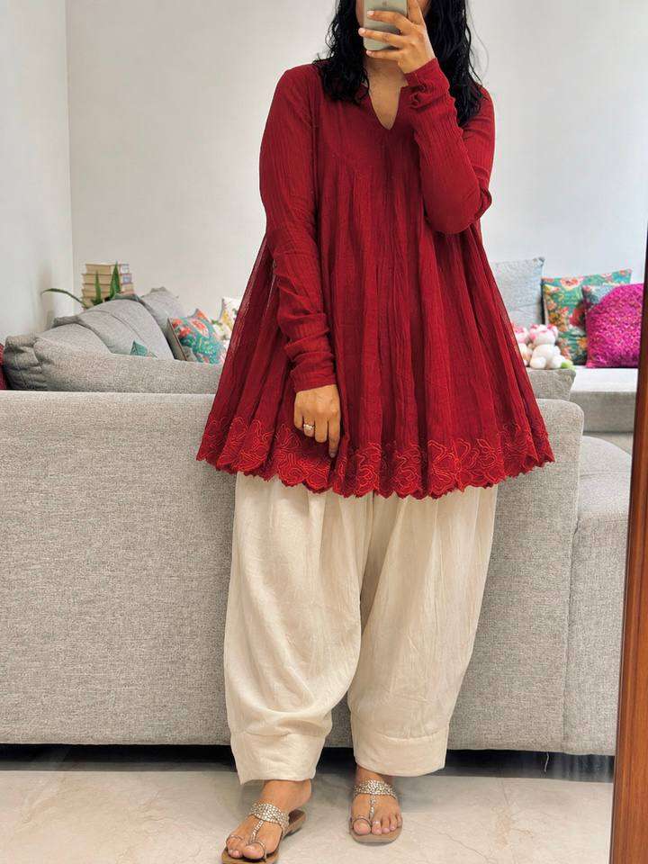 ST 248 CHANDERI PREETY LOOKS LADIES TOP WITH PLAZZO PAIR 