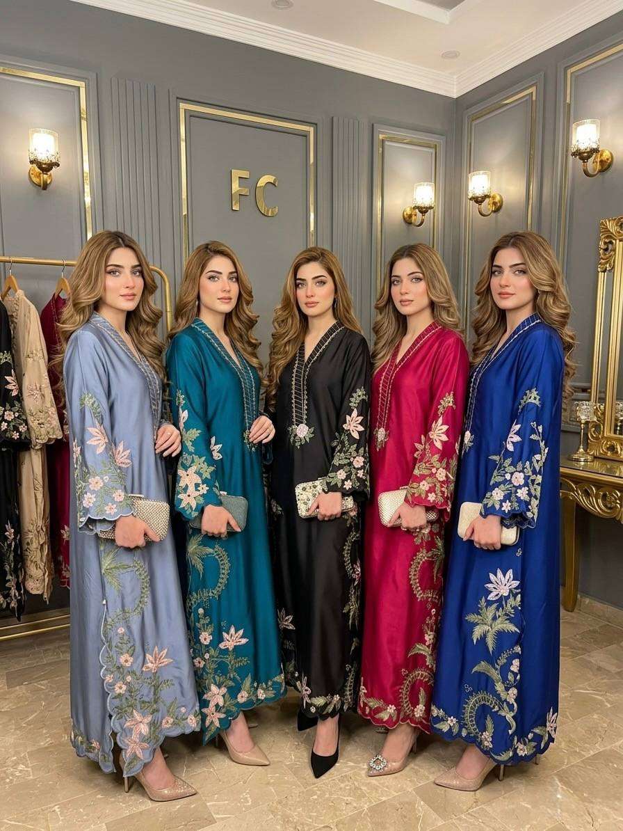 ST 249 ROMAN SILK HEAVY EMBROIDERY THREAD WORK 3 PIS SUIT SET