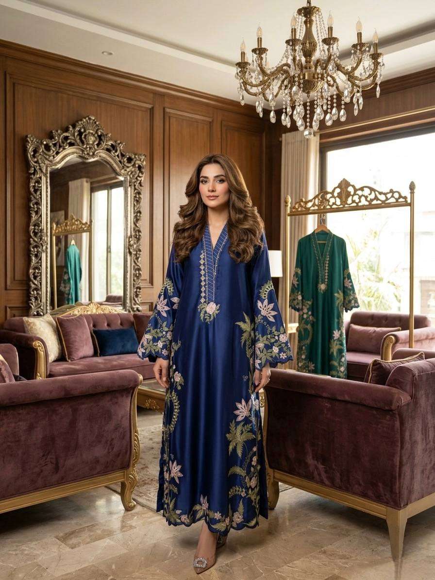 ST 249 ROMAN SILK HEAVY EMBROIDERY THREAD WORK 3 PIS SUIT SET