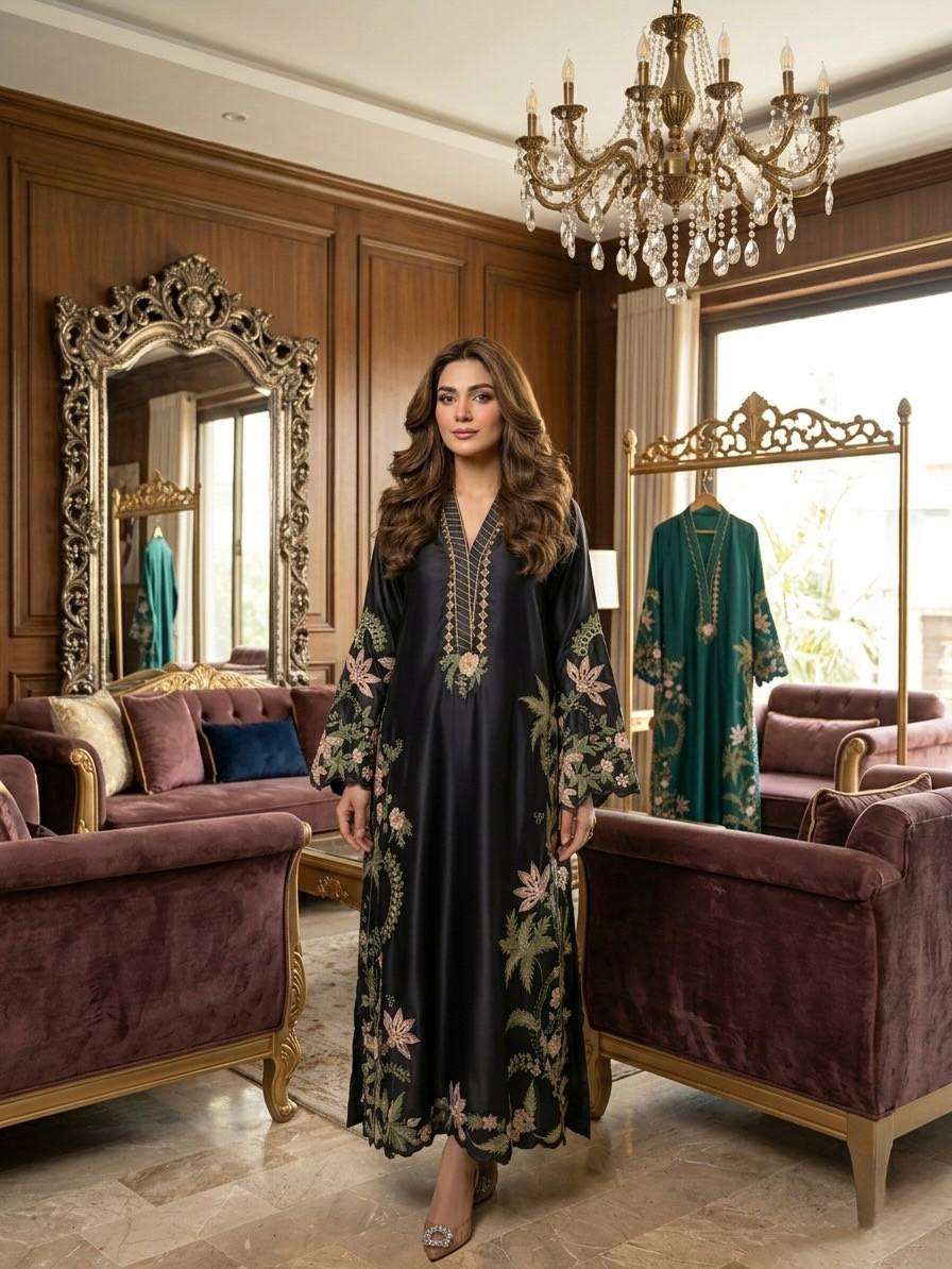 ST 249 ROMAN SILK HEAVY EMBROIDERY THREAD WORK 3 PIS SUIT SET