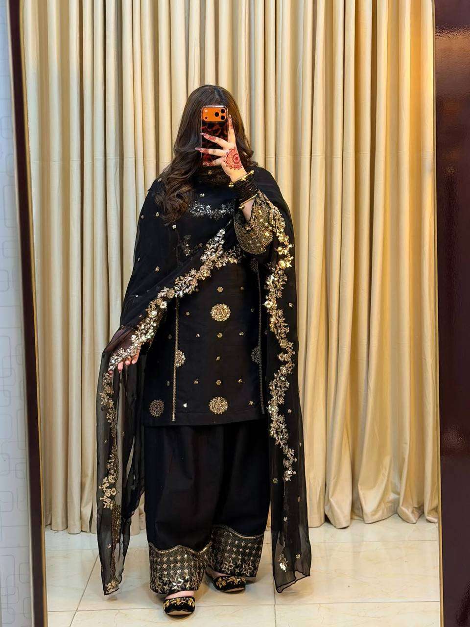 ST 251 FOX GEORGETTE HEAVY EMBROIDERY SEQUENCE WORK 3 PIS SUIT SET