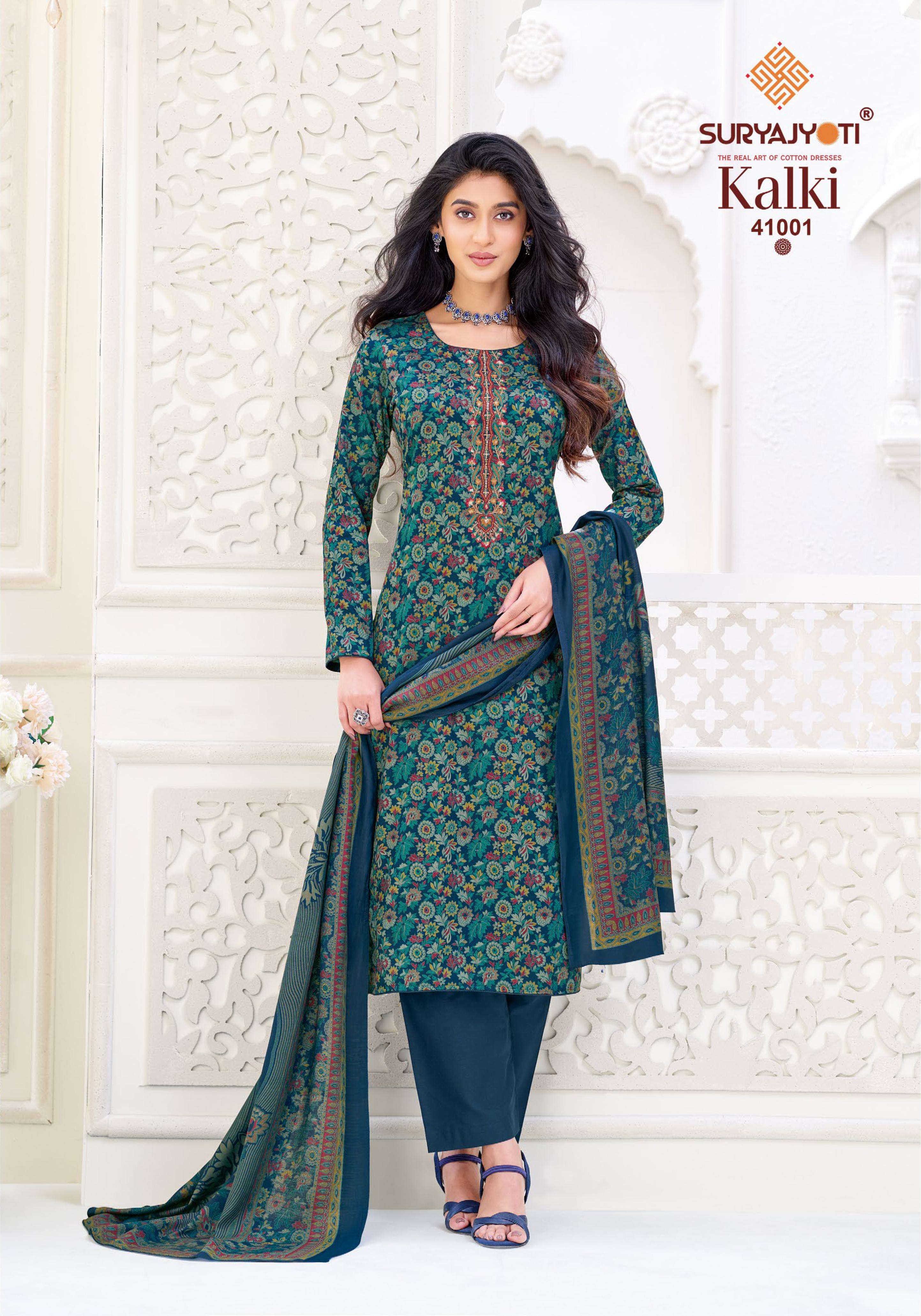 SURYAJYOTI KALKI VOL 41 JAM SATIN PRINT WITH EMBROIDERY WORK SUIT 