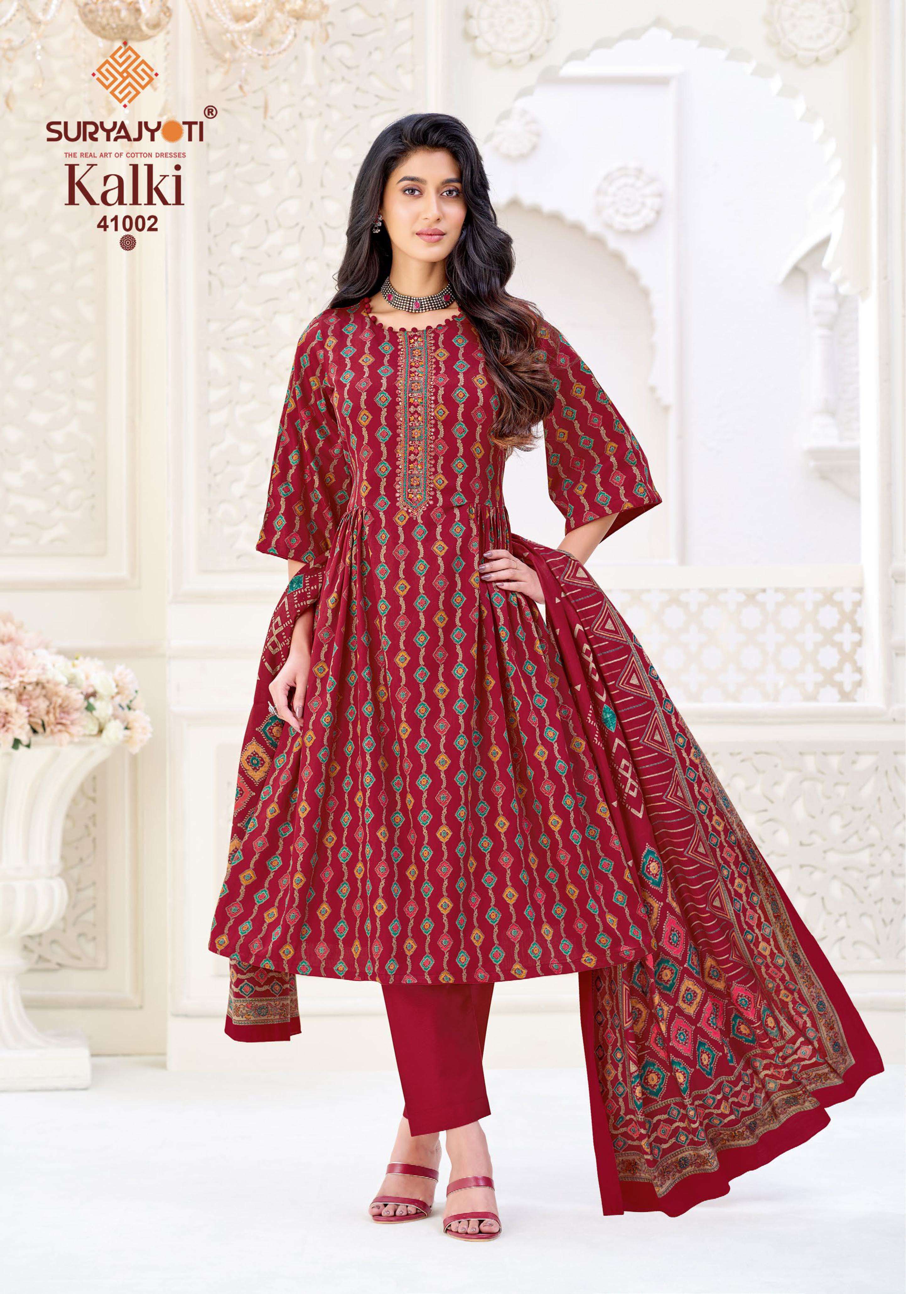 SURYAJYOTI KALKI VOL 41 JAM SATIN PRINT WITH EMBROIDERY WORK SUIT 