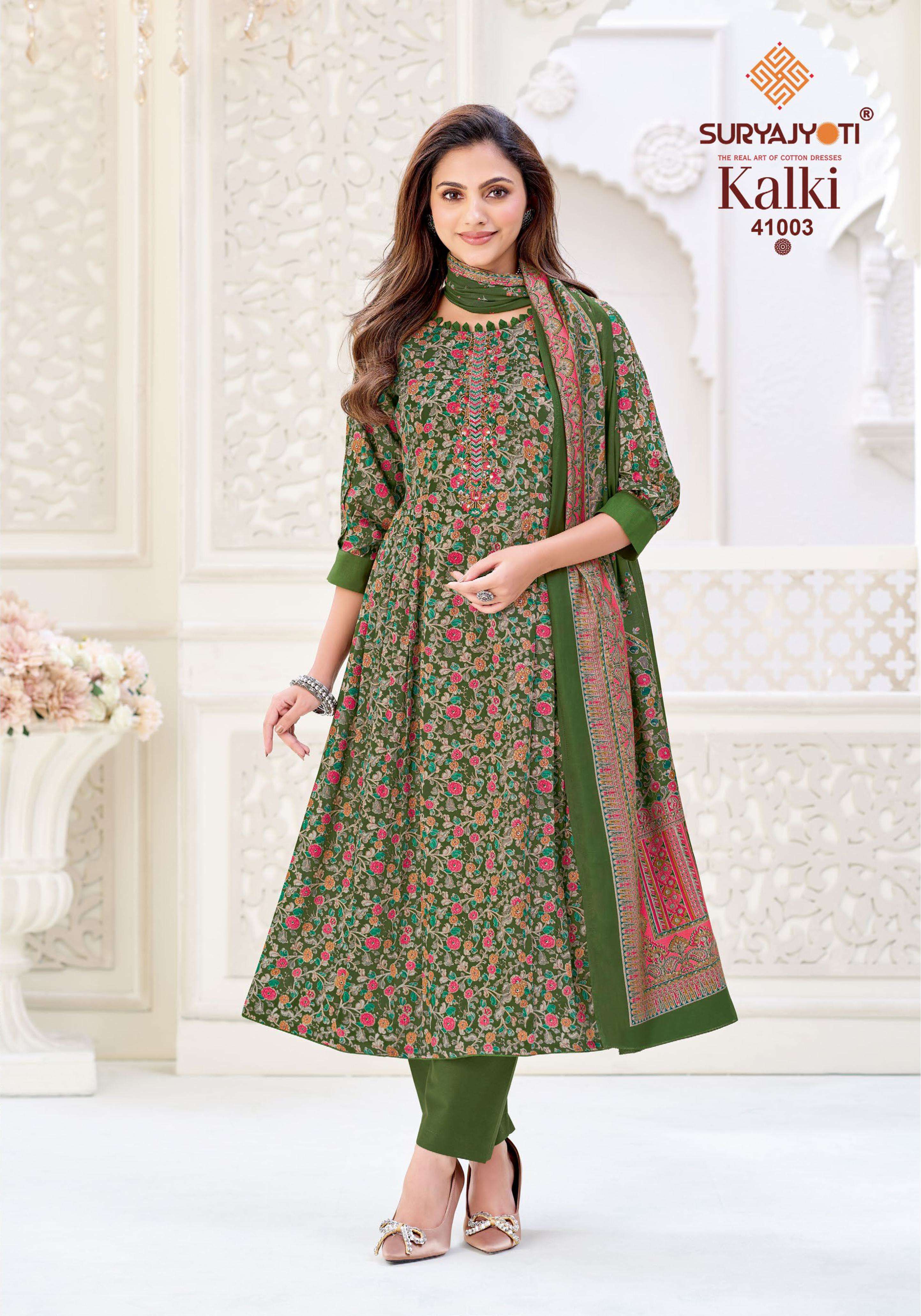 SURYAJYOTI KALKI VOL 41 JAM SATIN PRINT WITH EMBROIDERY WORK SUIT 