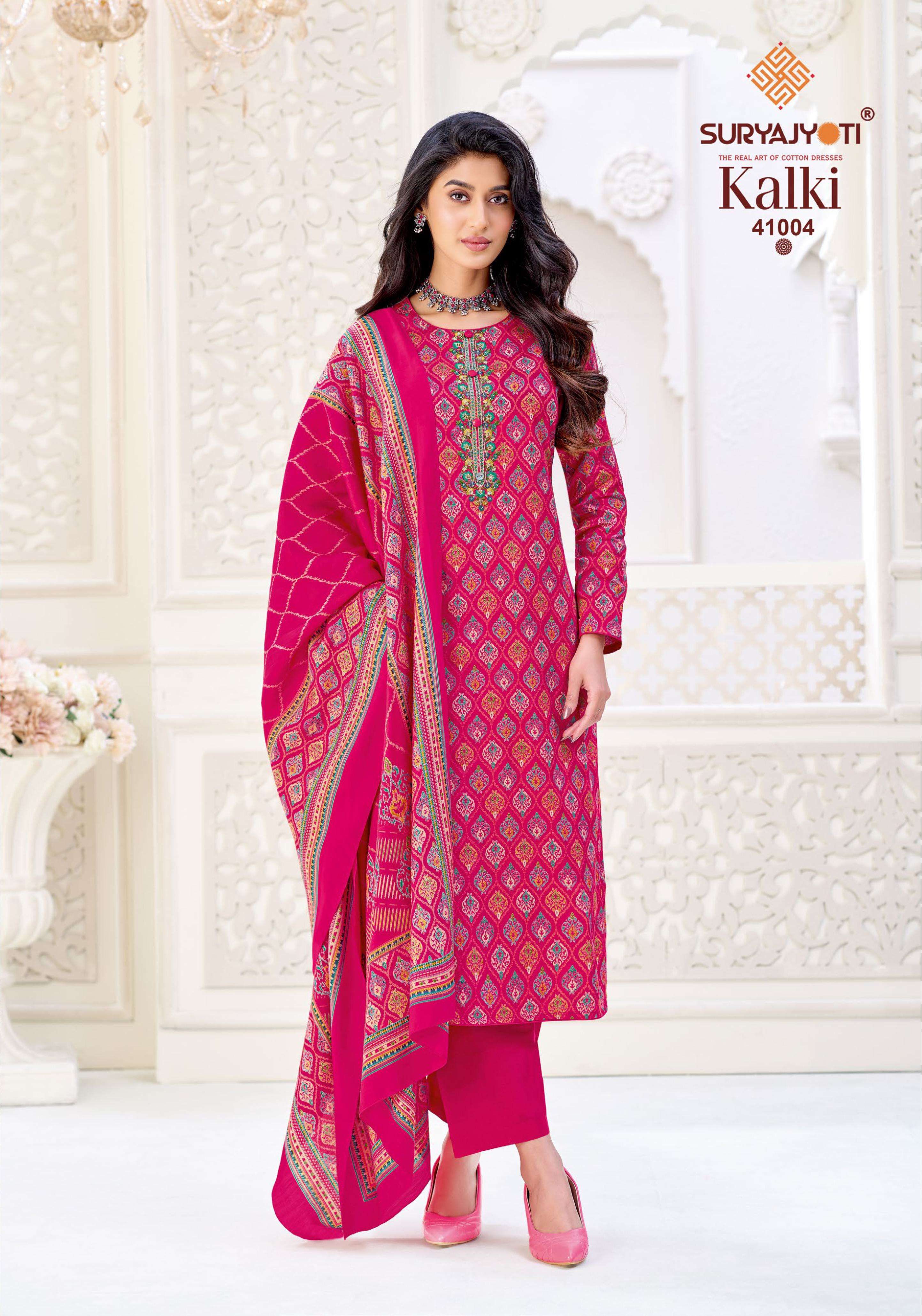SURYAJYOTI KALKI VOL 41 JAM SATIN PRINT WITH EMBROIDERY WORK SUIT 