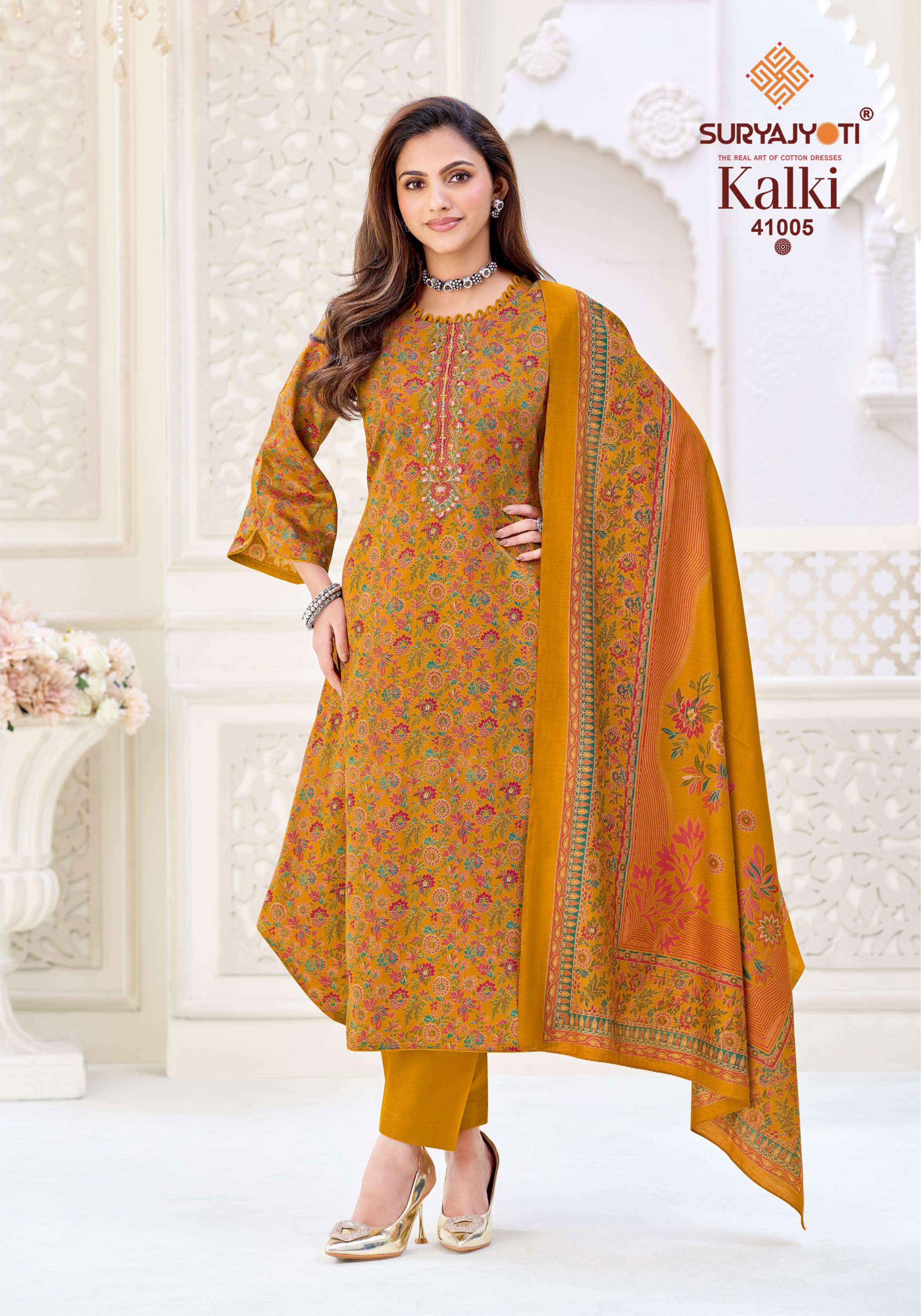 SURYAJYOTI KALKI VOL 41 JAM SATIN PRINT WITH EMBROIDERY WORK SUIT 