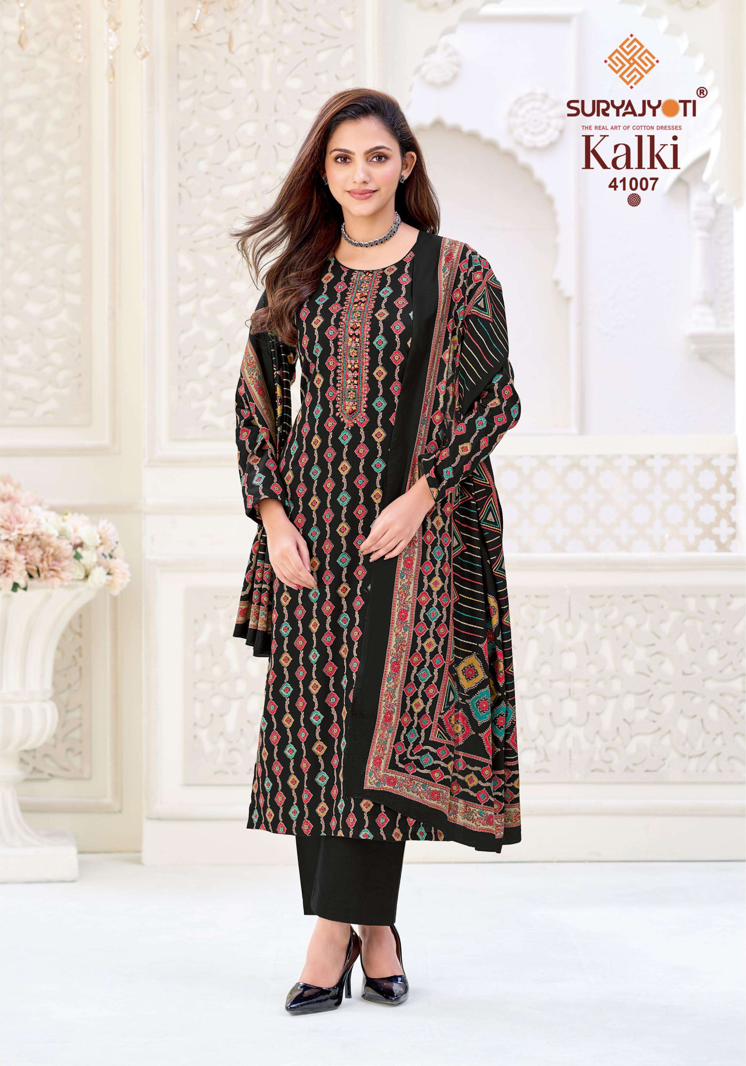 SURYAJYOTI KALKI VOL 41 JAM SATIN PRINT WITH EMBROIDERY WORK SUIT 