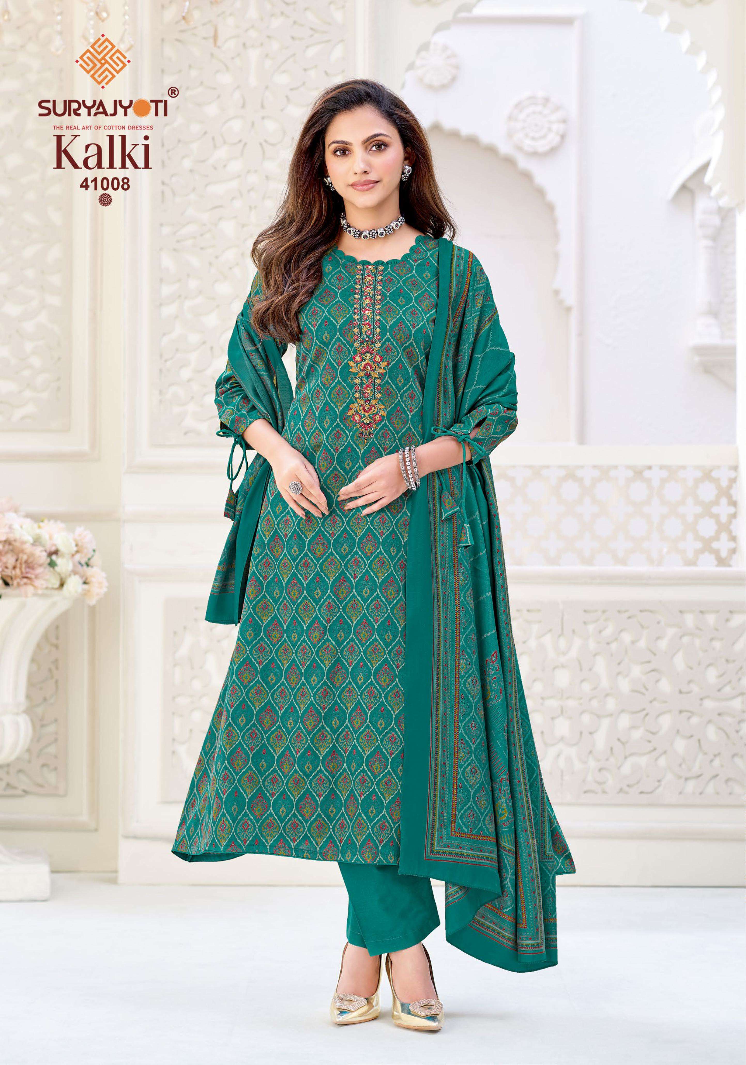SURYAJYOTI KALKI VOL 41 JAM SATIN PRINT WITH EMBROIDERY WORK SUIT 