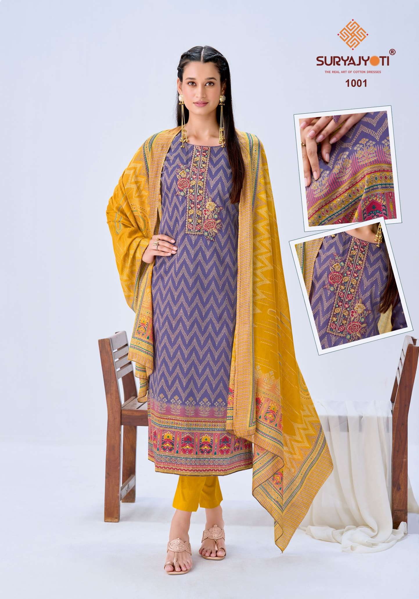 SURYAJYOTI KARUNA VOL 1 JAM SATIN PRINT WITH FANCY WORK SUITS 