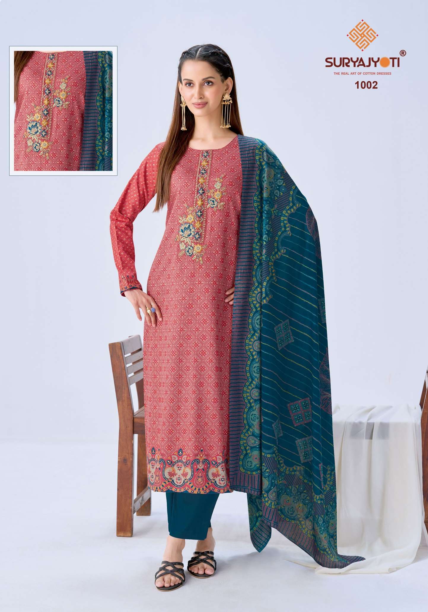 SURYAJYOTI KARUNA VOL 1 JAM SATIN PRINT WITH FANCY WORK SUITS 