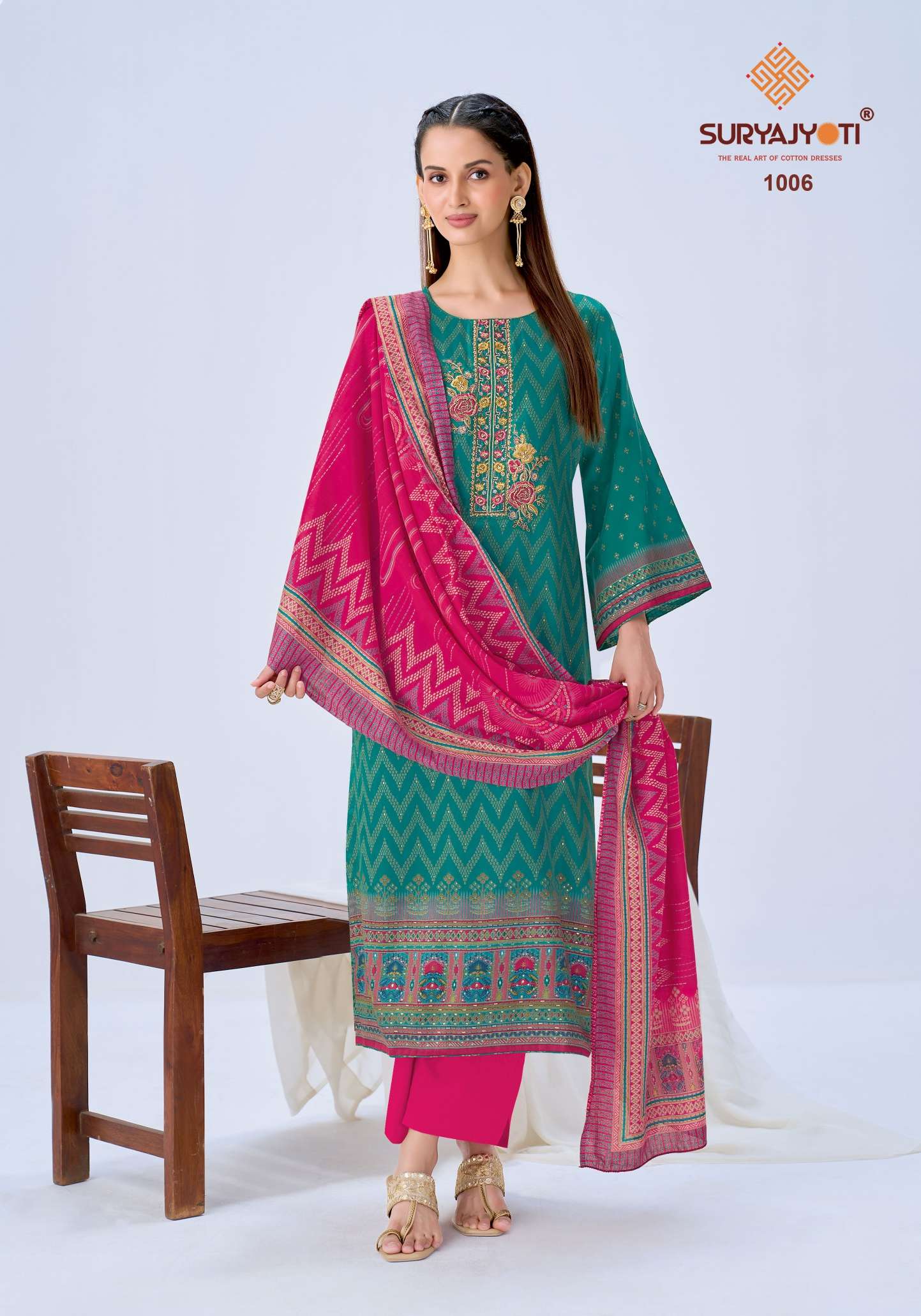 SURYAJYOTI KARUNA VOL 1 JAM SATIN PRINT WITH FANCY WORK SUITS 
