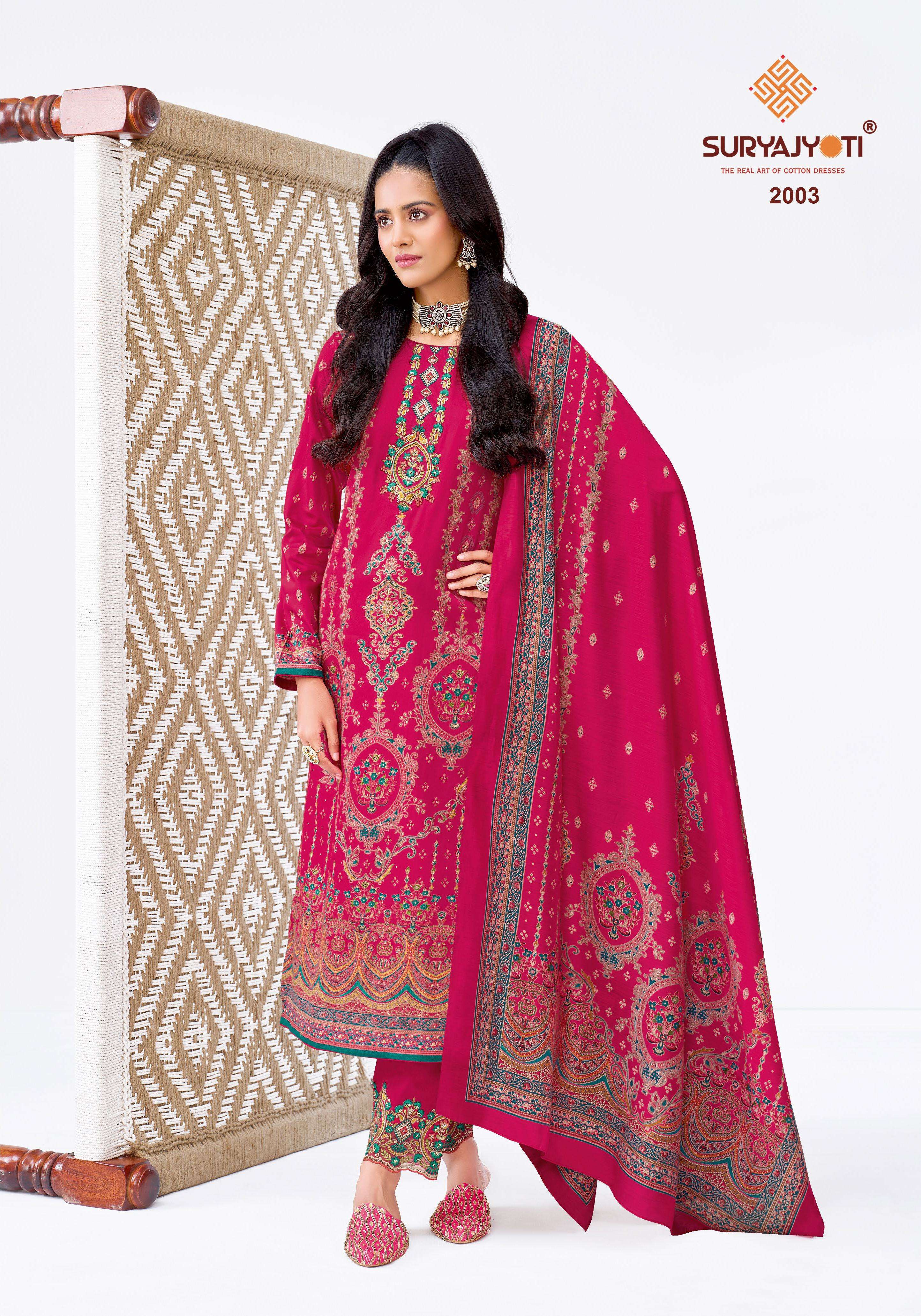 SURYAJYOTI KAVIRA VOL 2 JAM SATIN PRINT WITH EMBROIDERY DESIGNER WORK SUIT