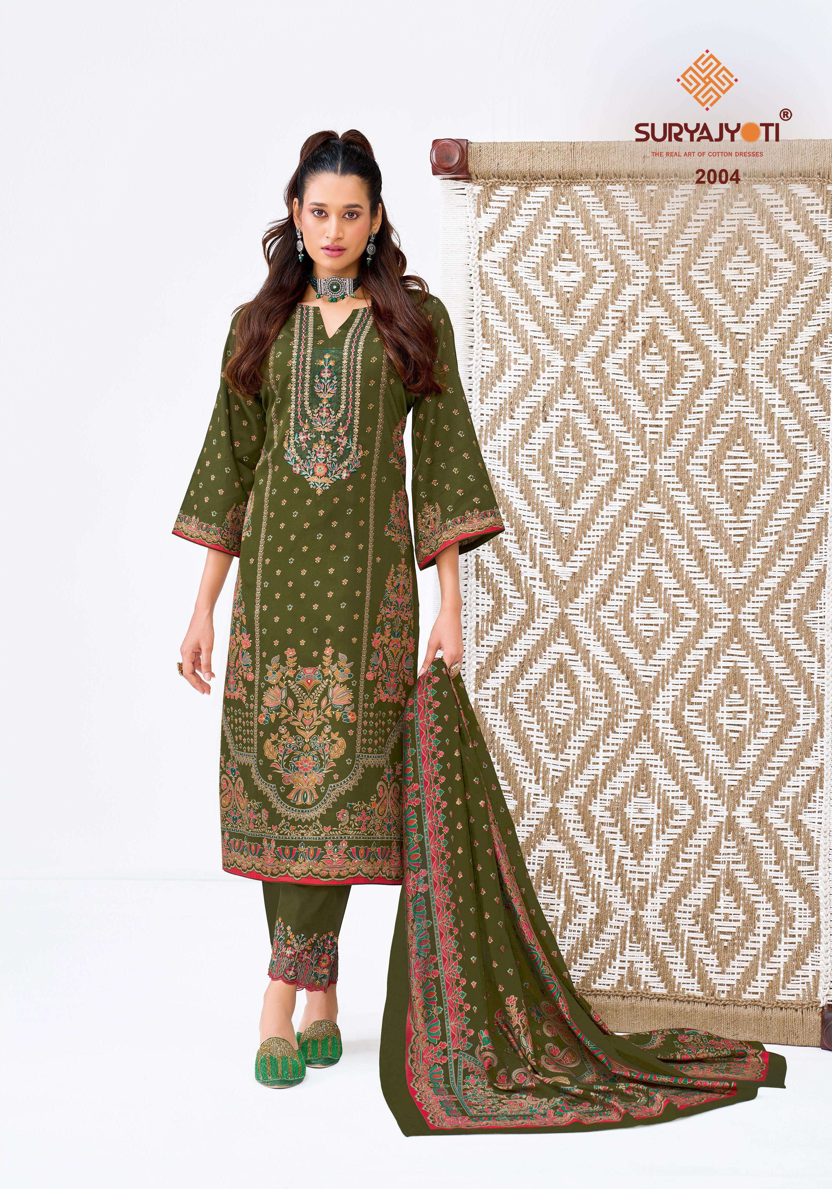SURYAJYOTI KAVIRA VOL 2 JAM SATIN PRINT WITH EMBROIDERY DESIGNER WORK SUIT