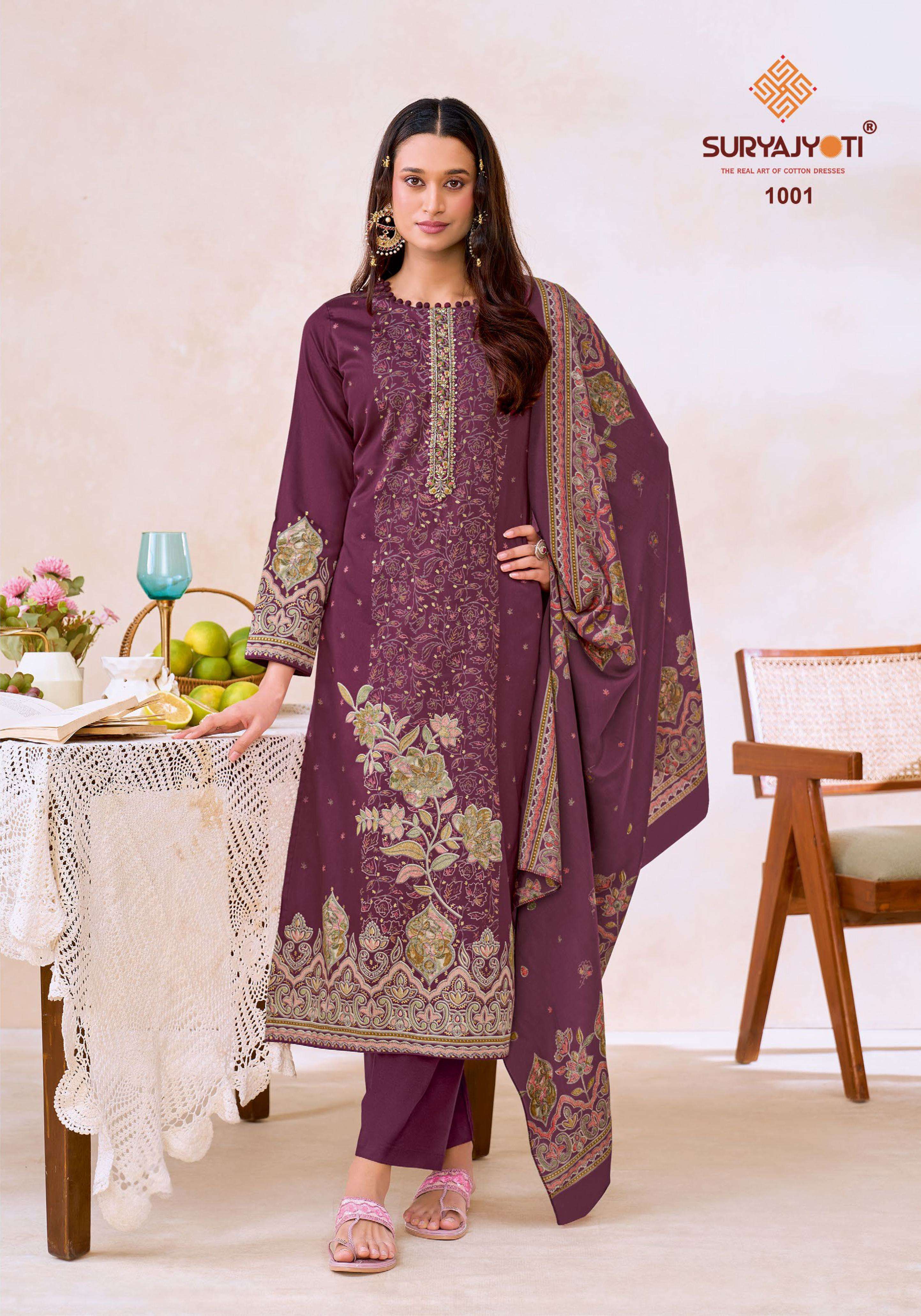 SURYAJYOTI KESHRI VOL 1 JAM SATIN PRINT WITH FANCY EMBROIDERY WORK SUIT
