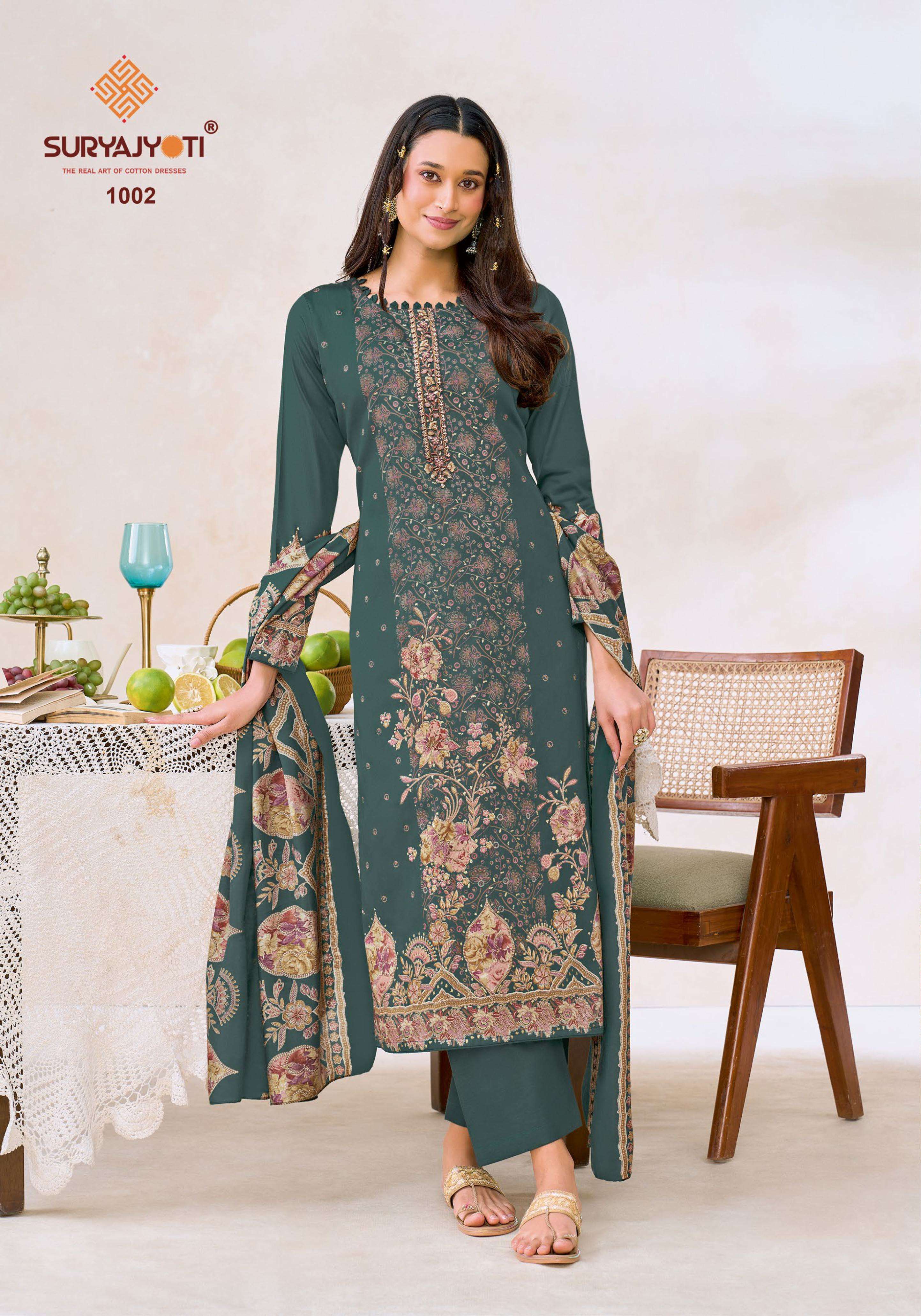 SURYAJYOTI KESHRI VOL 1 JAM SATIN PRINT WITH FANCY EMBROIDERY WORK SUIT