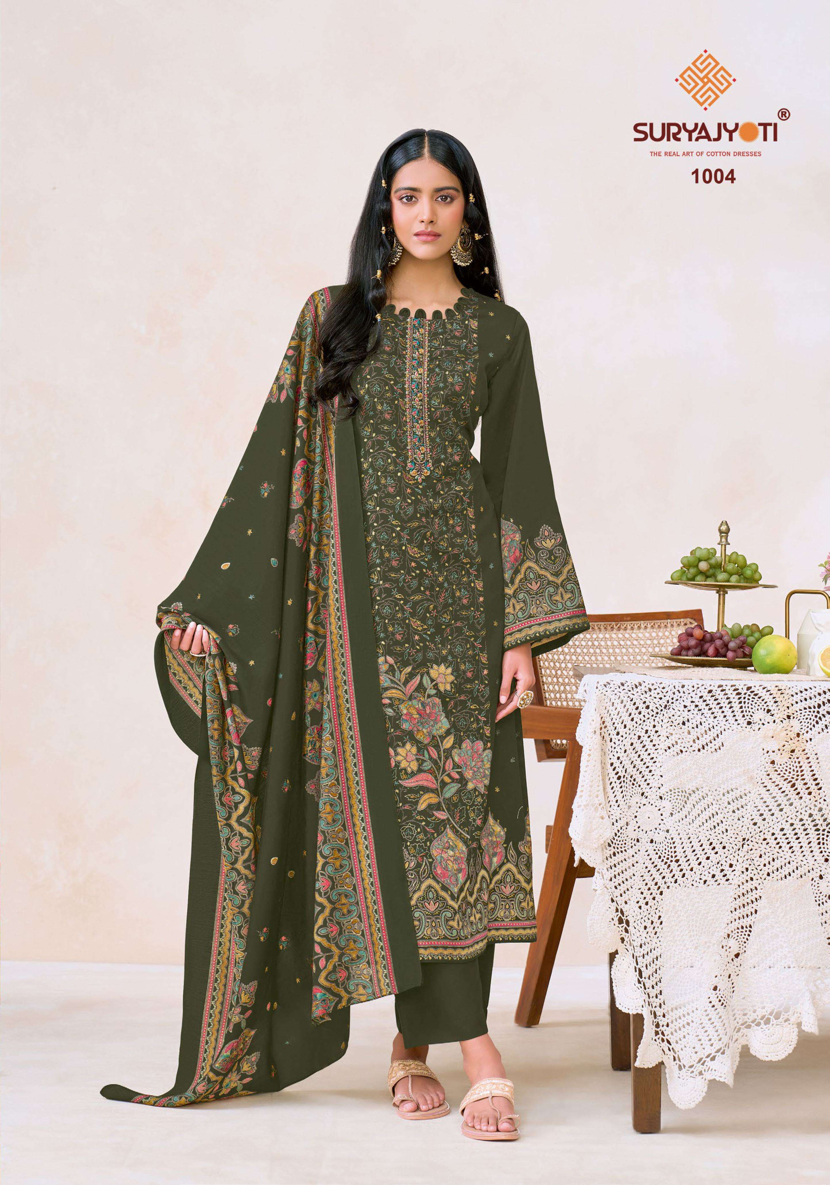 SURYAJYOTI KESHRI VOL 1 JAM SATIN PRINT WITH FANCY EMBROIDERY WORK SUIT