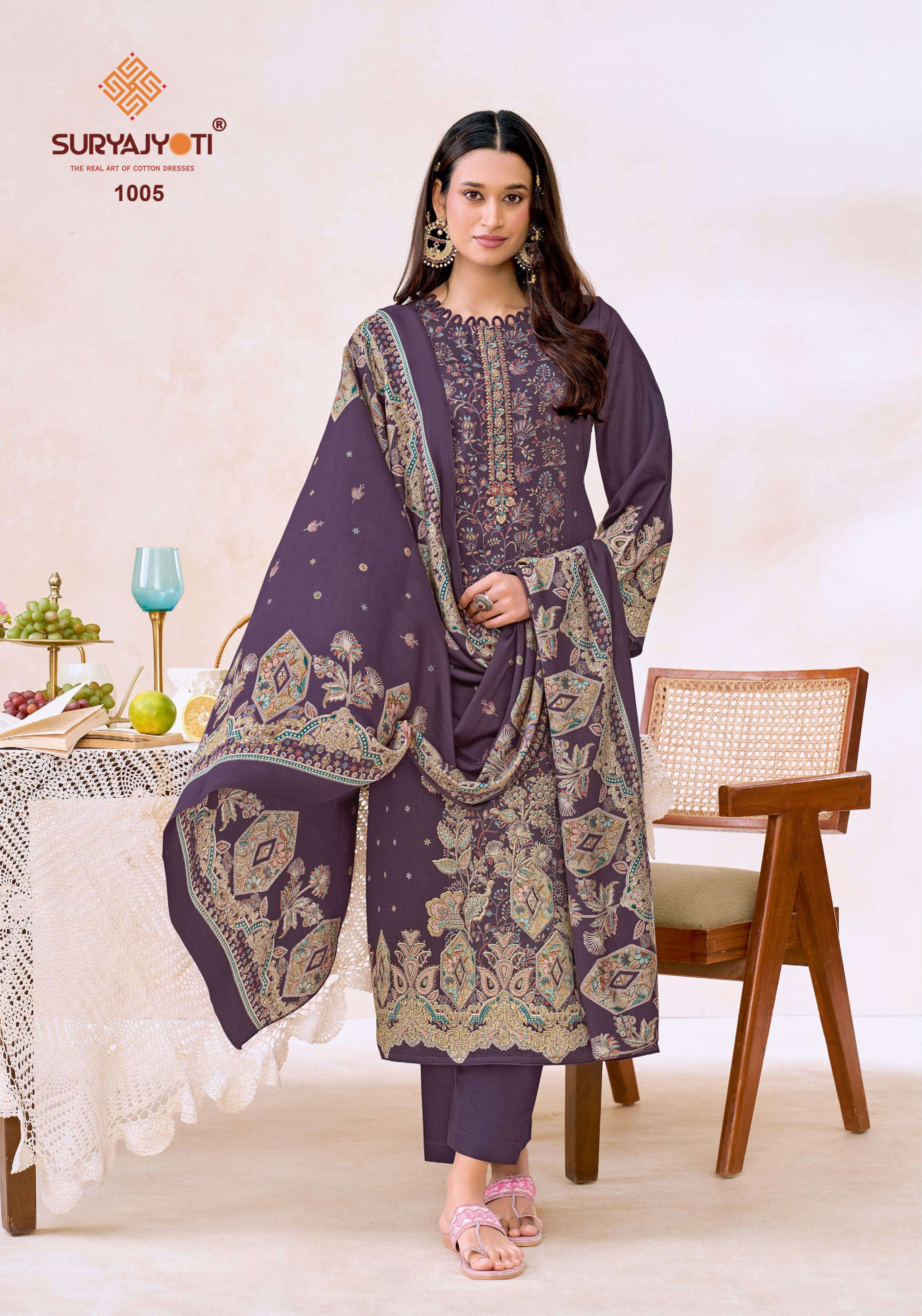 SURYAJYOTI KESHRI VOL 1 JAM SATIN PRINT WITH FANCY EMBROIDERY WORK SUIT