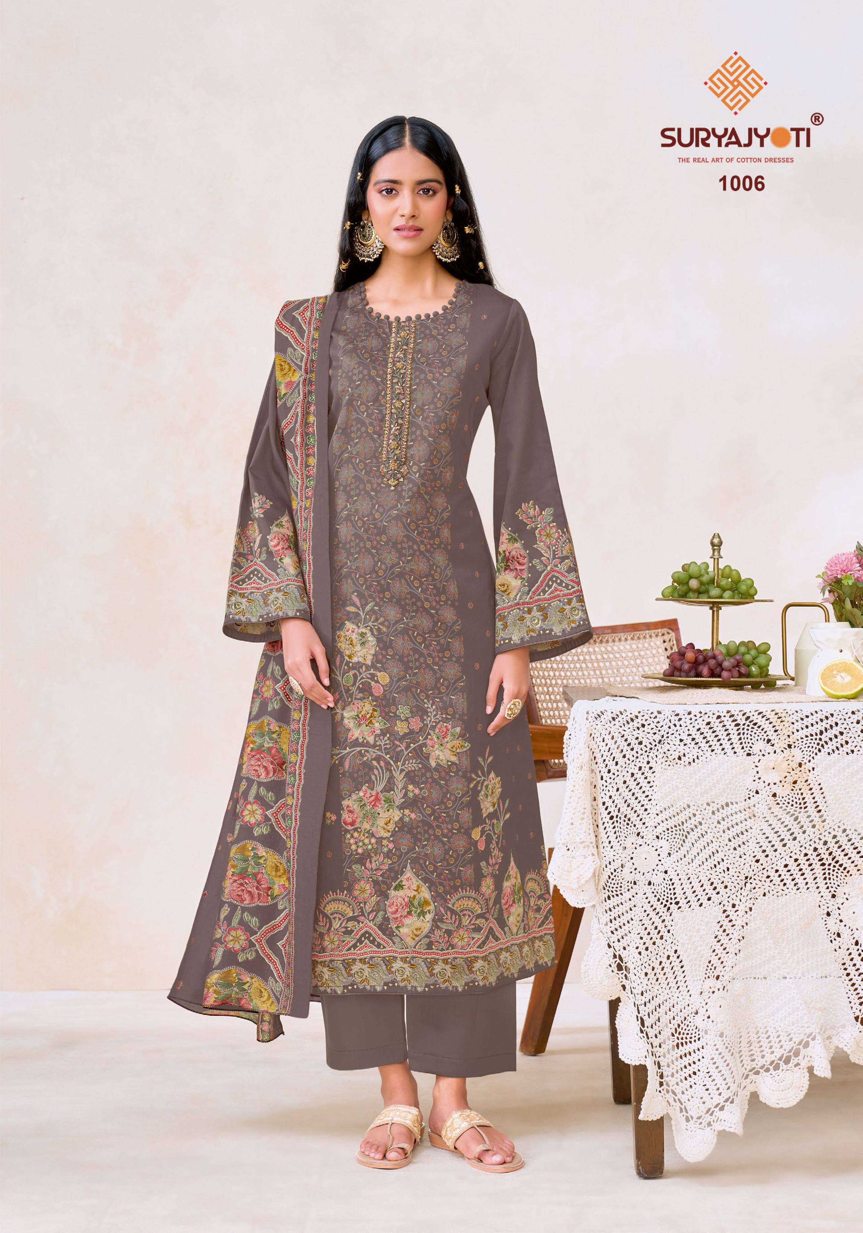 SURYAJYOTI KESHRI VOL 1 JAM SATIN PRINT WITH FANCY EMBROIDERY WORK SUIT
