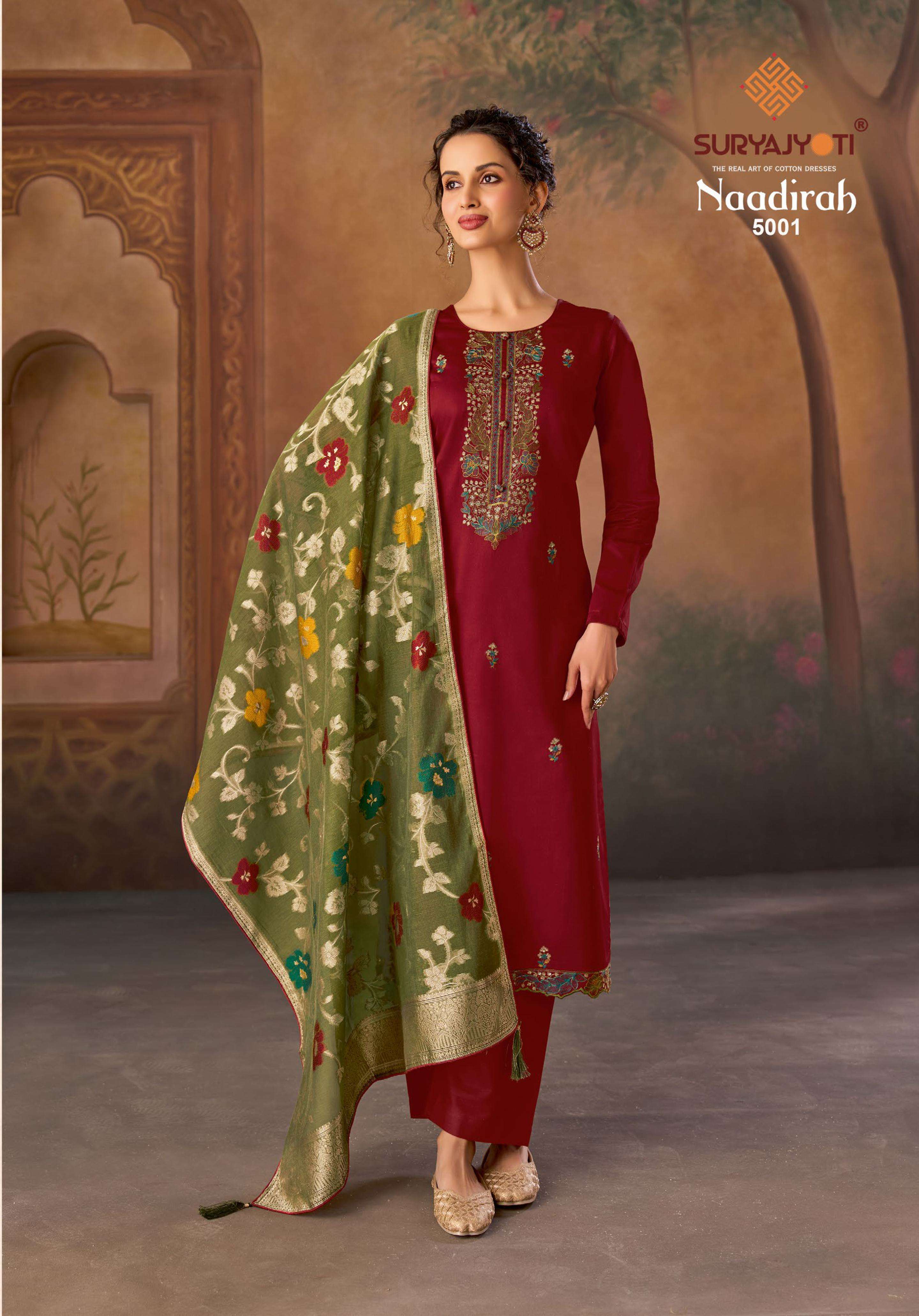 SURYAJYOTI NAADIRAH VOL 5 JAM SATIN FANCY DESIGNER WORK SUIT