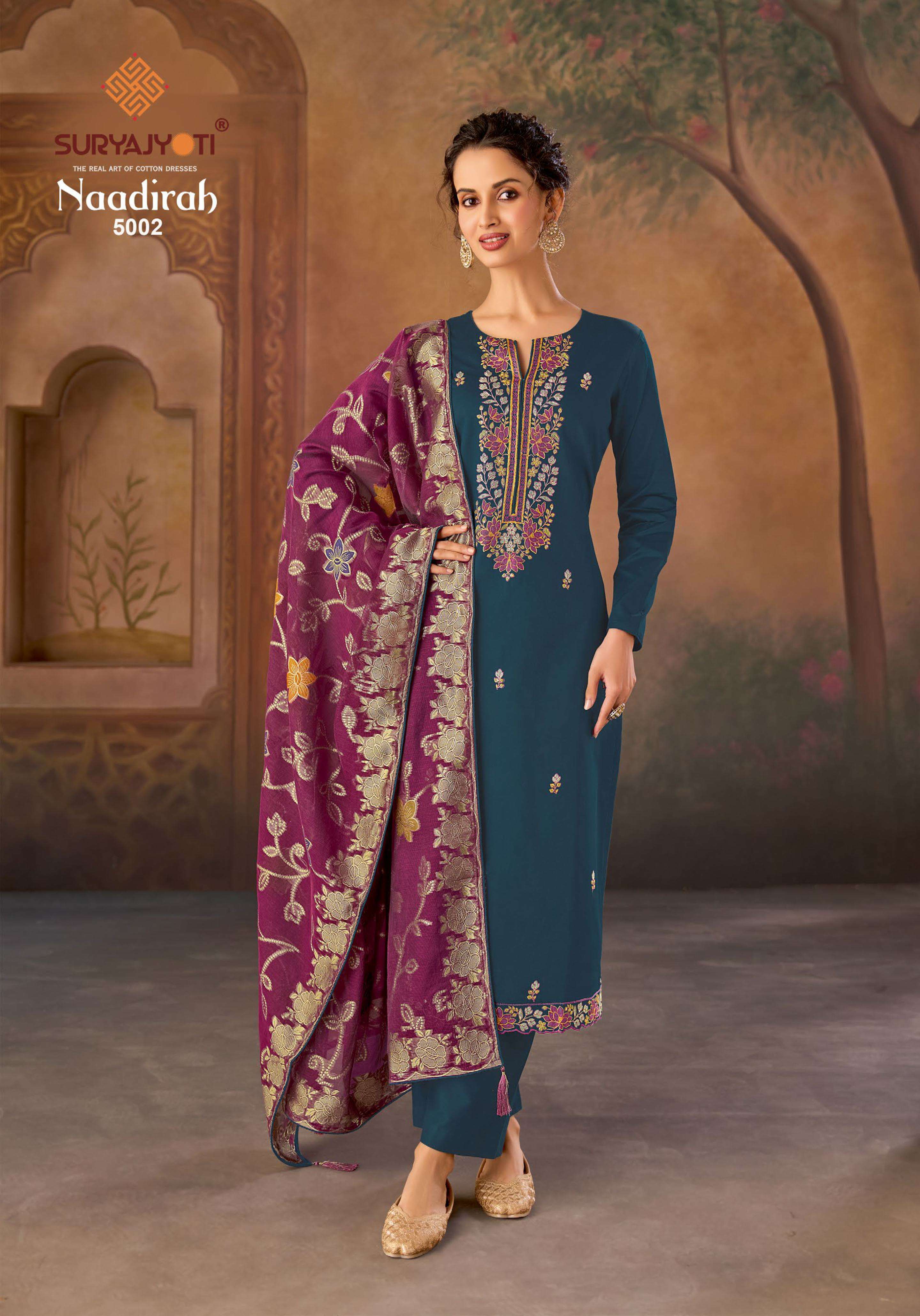 SURYAJYOTI NAADIRAH VOL 5 JAM SATIN FANCY DESIGNER WORK SUIT