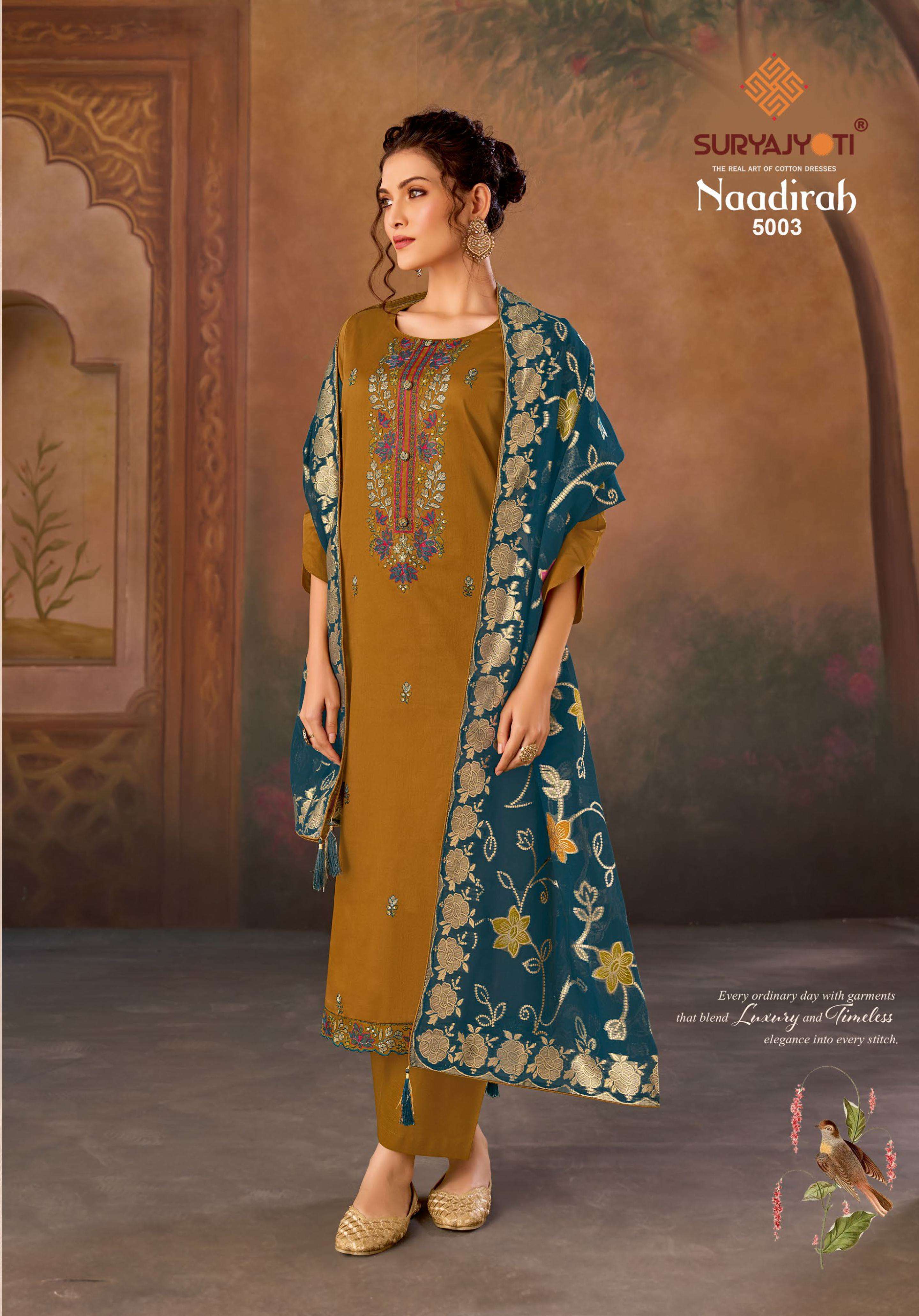 SURYAJYOTI NAADIRAH VOL 5 JAM SATIN FANCY DESIGNER WORK SUIT