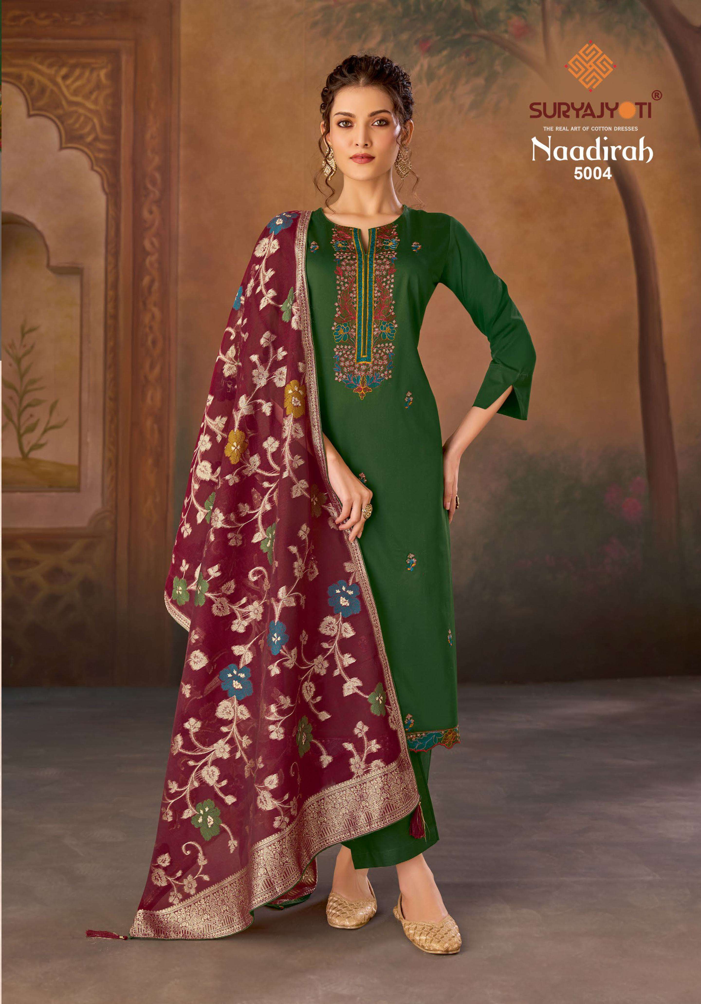 SURYAJYOTI NAADIRAH VOL 5 JAM SATIN FANCY DESIGNER WORK SUIT