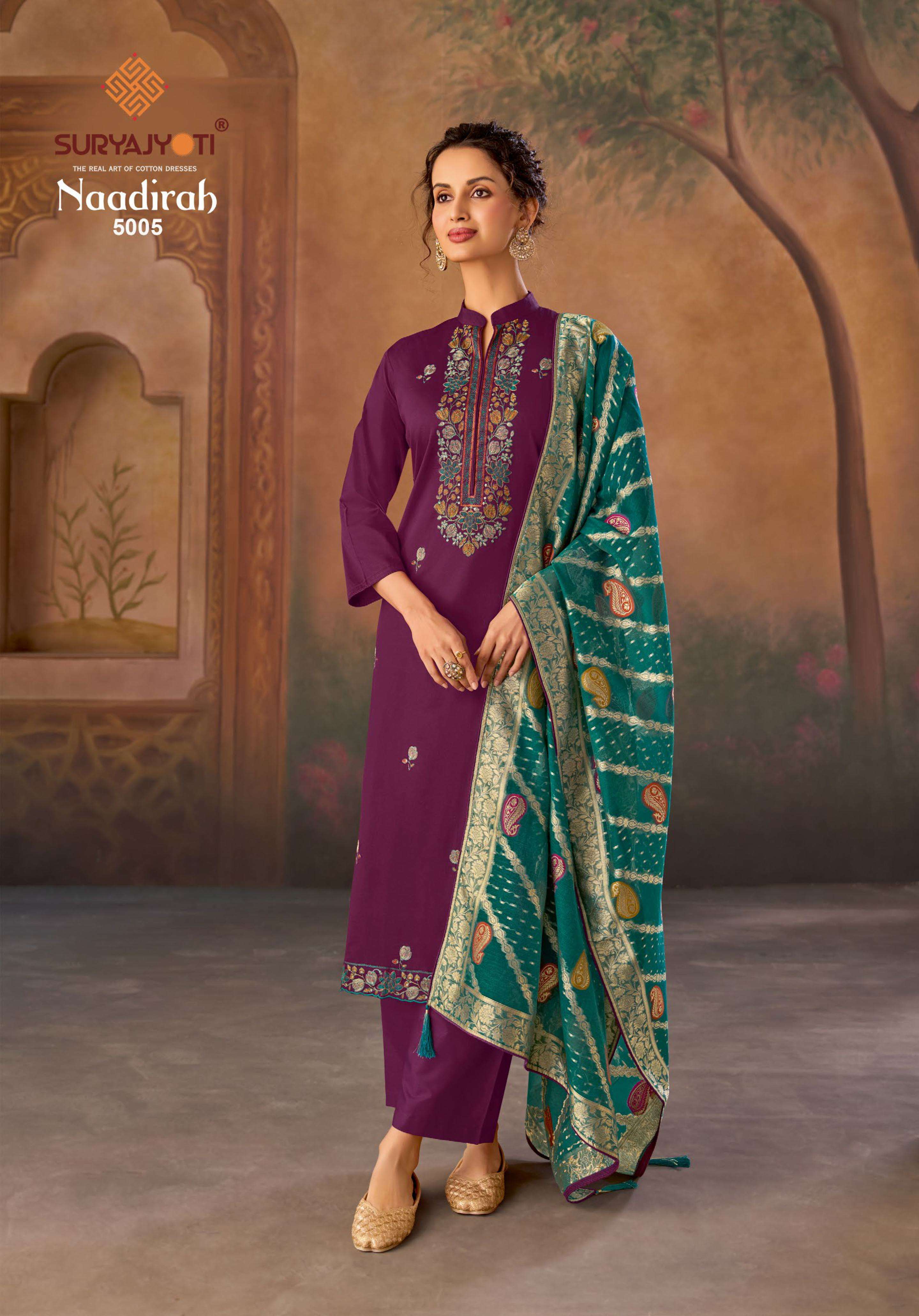 SURYAJYOTI NAADIRAH VOL 5 JAM SATIN FANCY DESIGNER WORK SUIT