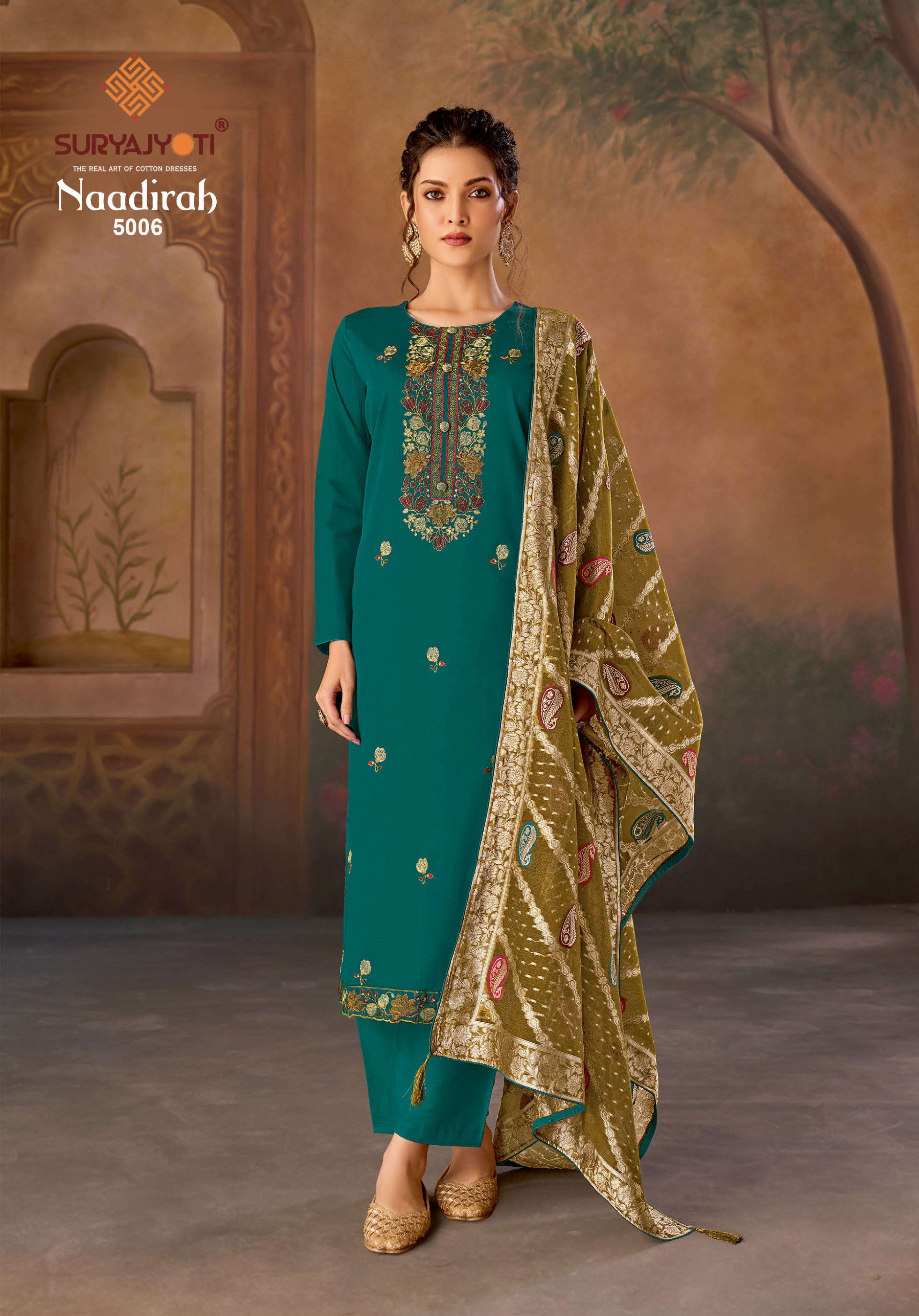 SURYAJYOTI NAADIRAH VOL 5 JAM SATIN FANCY DESIGNER WORK SUIT