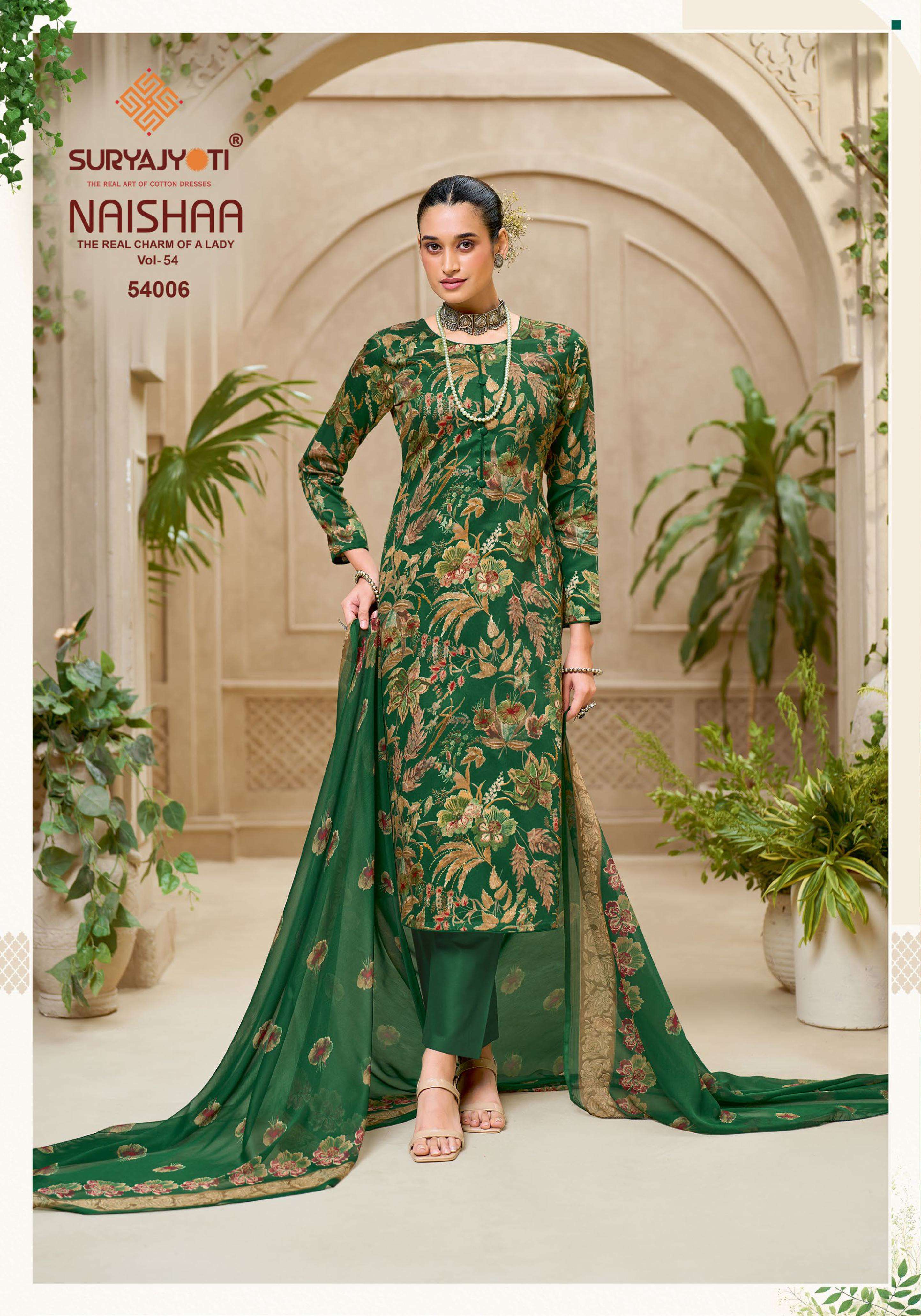 SURYAJYOTI NAISHAA VOL 54 JAM SATIN PRINT WITH FANCY WORK SUIT