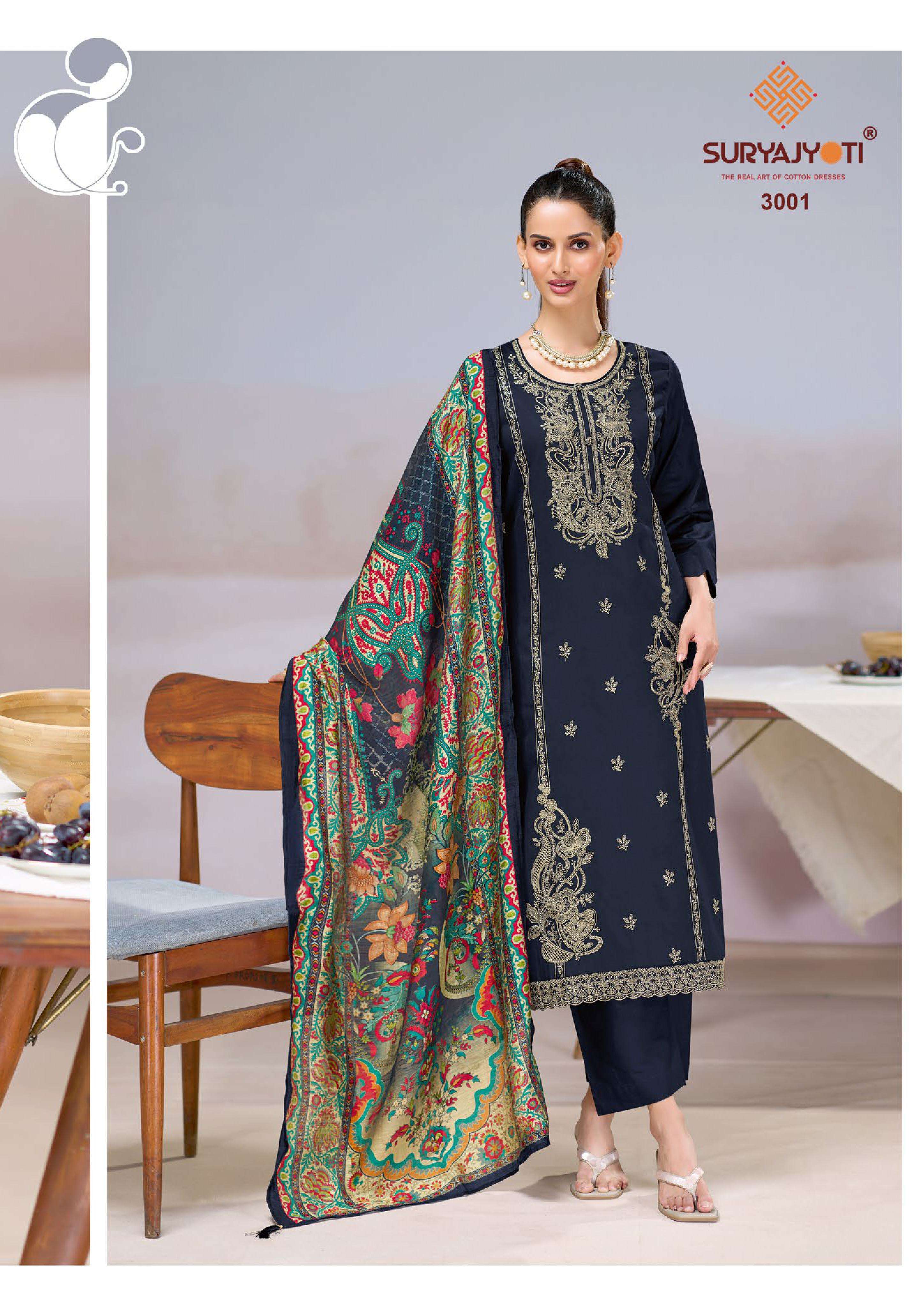 SURYAJYOTI ZAIRA VOL 3 JAM SATIN HEAVY EMBROIDERY DESIGNER WORK SUIT