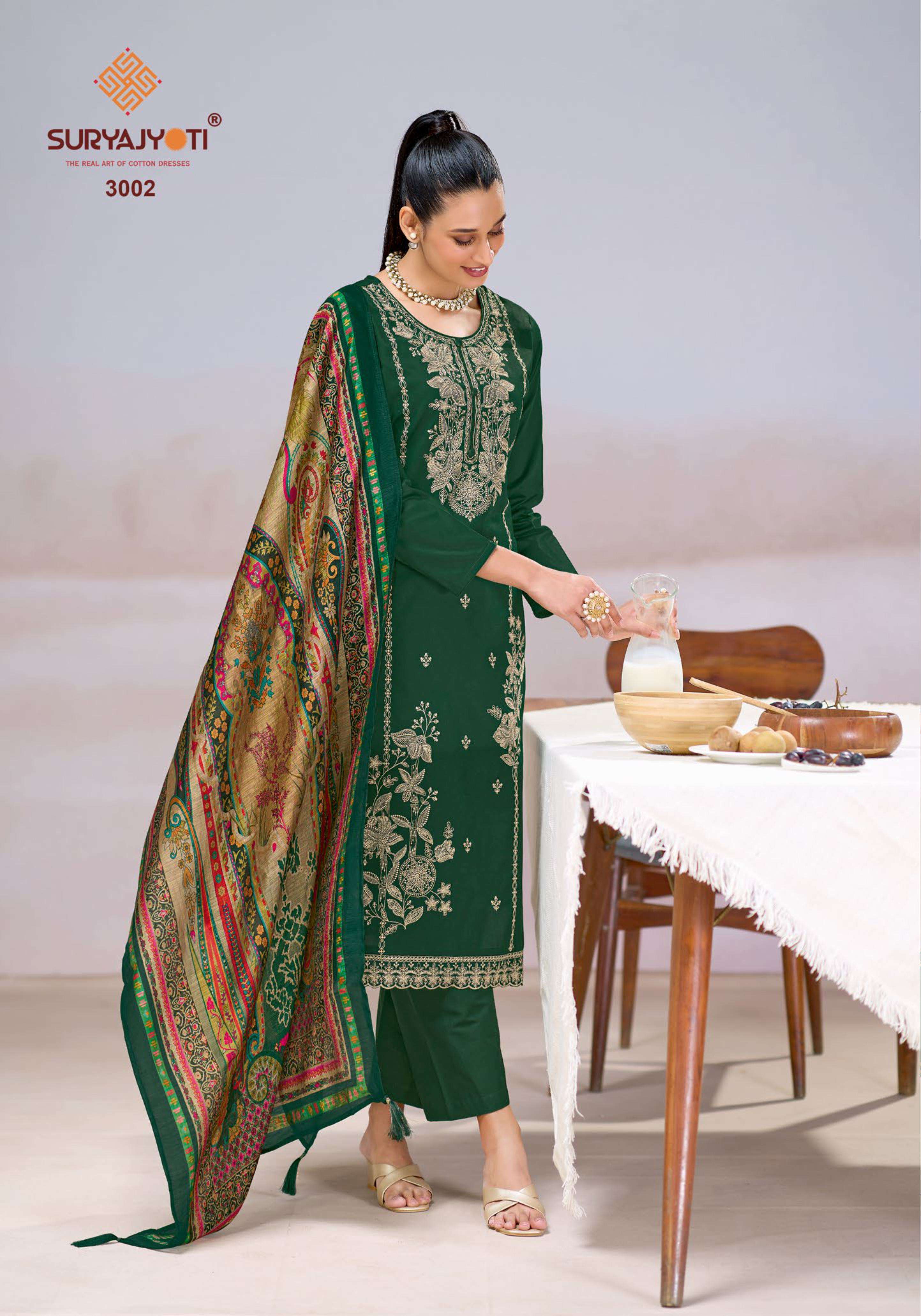 SURYAJYOTI ZAIRA VOL 3 JAM SATIN HEAVY EMBROIDERY DESIGNER WORK SUIT