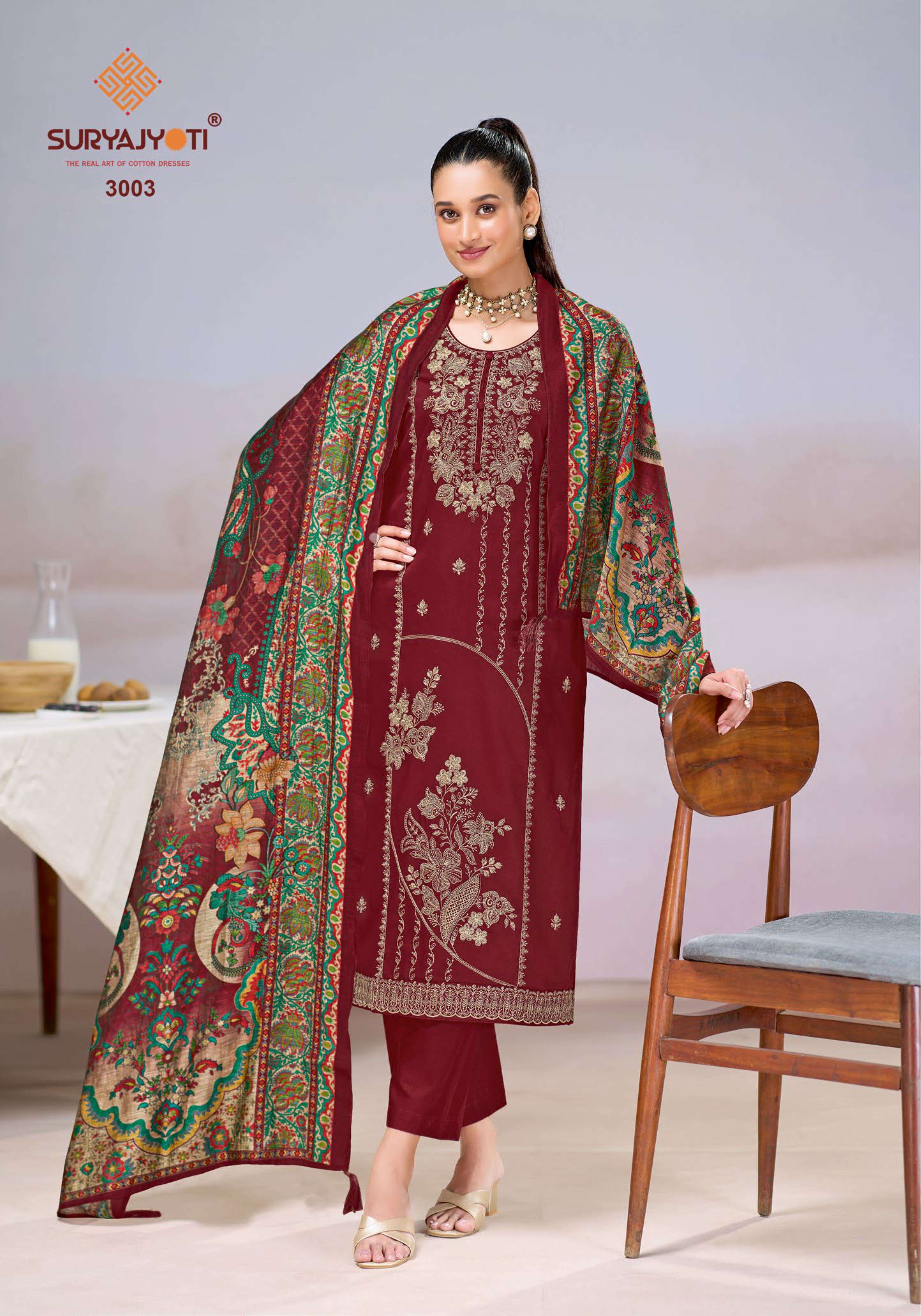 SURYAJYOTI ZAIRA VOL 3 JAM SATIN HEAVY EMBROIDERY DESIGNER WORK SUIT