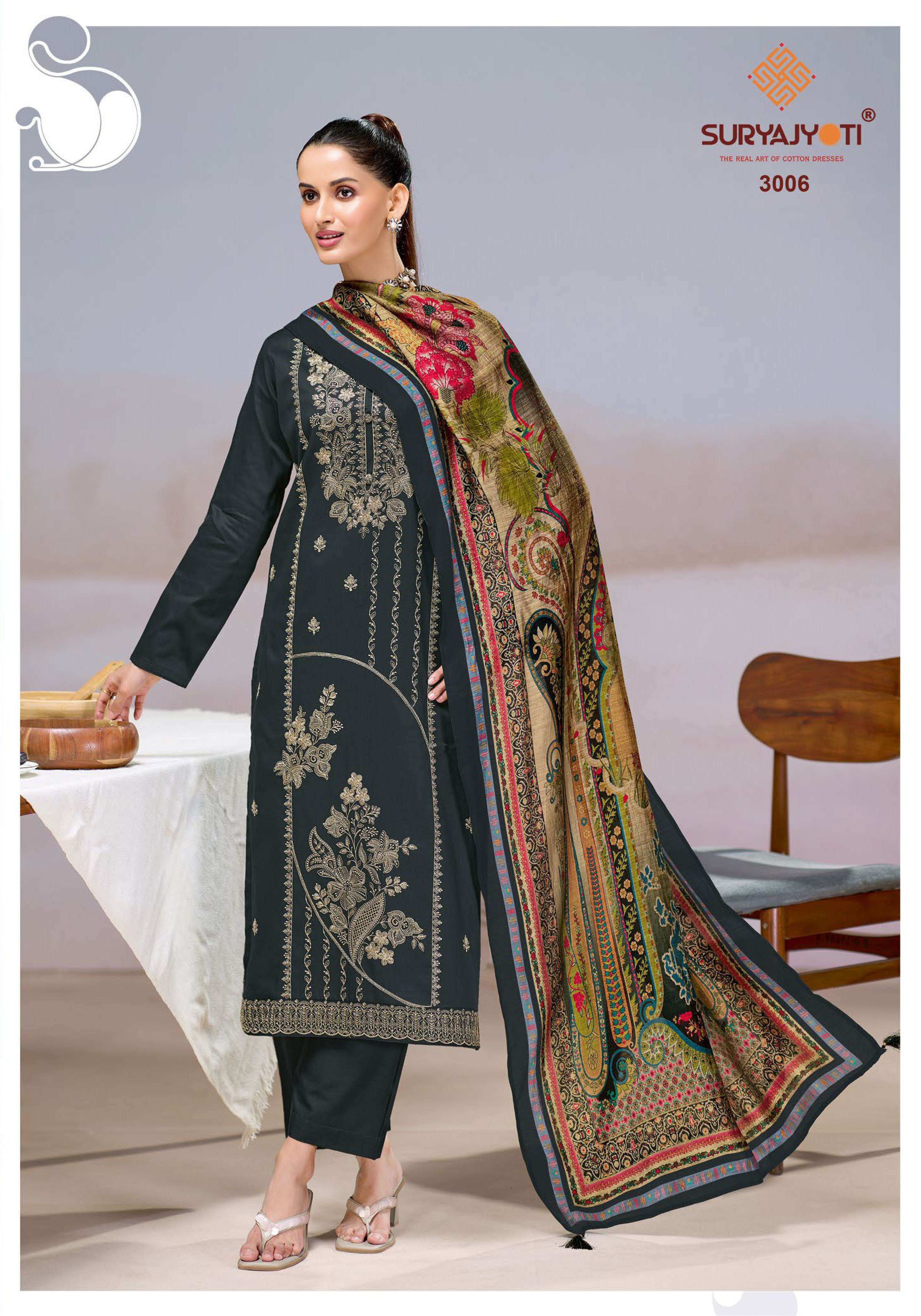SURYAJYOTI ZAIRA VOL 3 JAM SATIN HEAVY EMBROIDERY DESIGNER WORK SUIT
