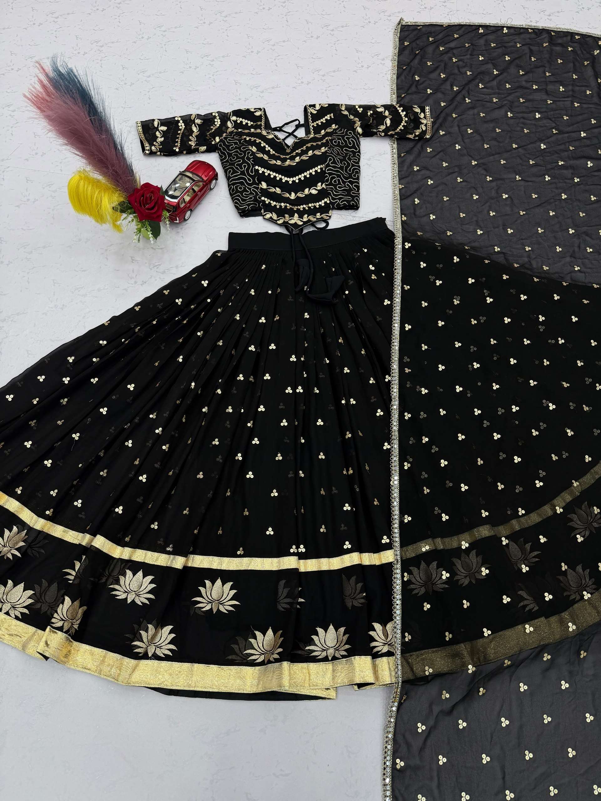 TAPI 339 GEORGETTE SEQUENCE EMBROIDERY DESIGNER NAVRATRI WEAR LEHENGA CHOLI COLLECTION 