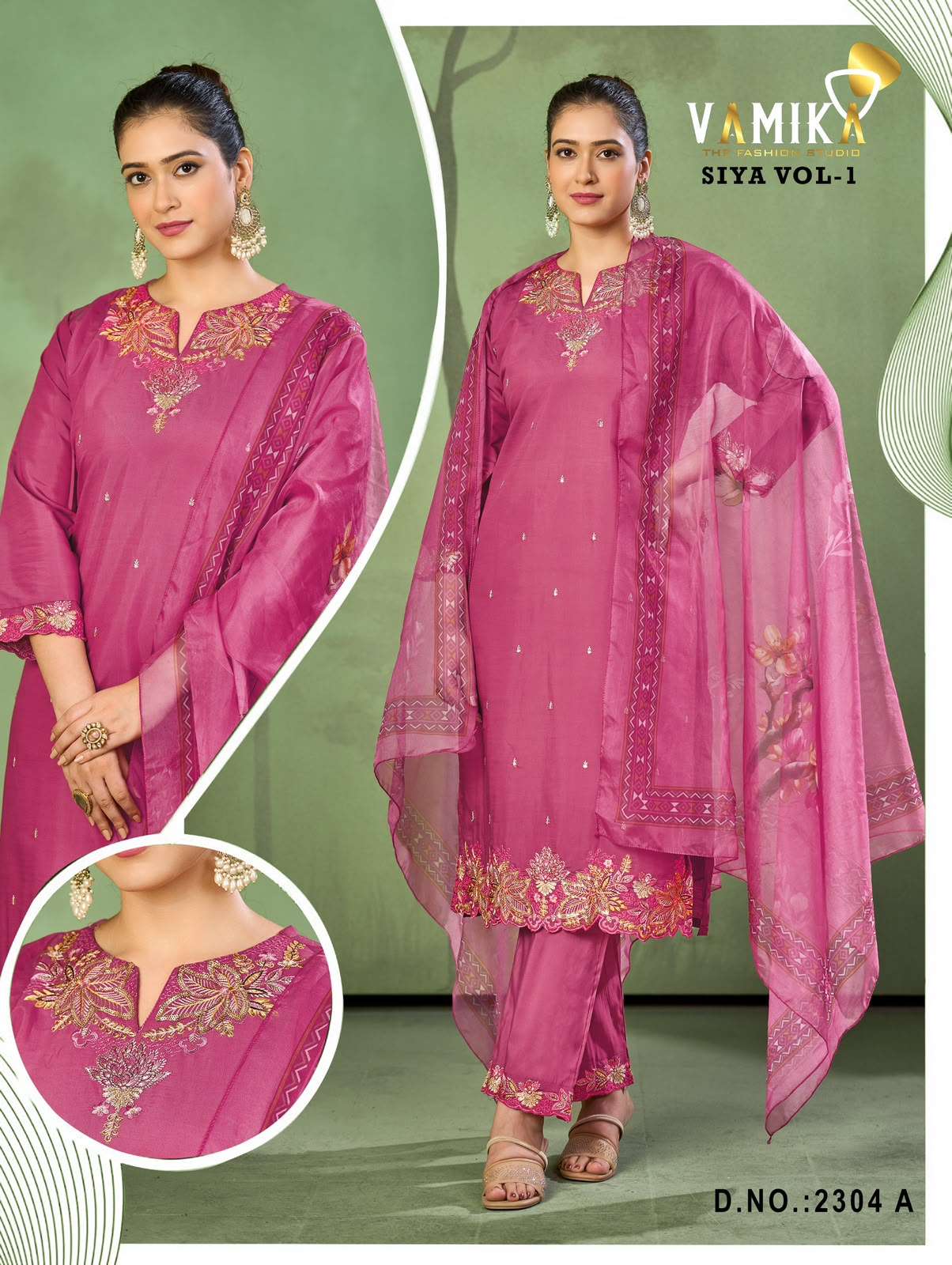 VAMIKA SIYA VOL 1 ROMAN SILK FANCY DESIGNER WORK READY MADE LADIES SUIT