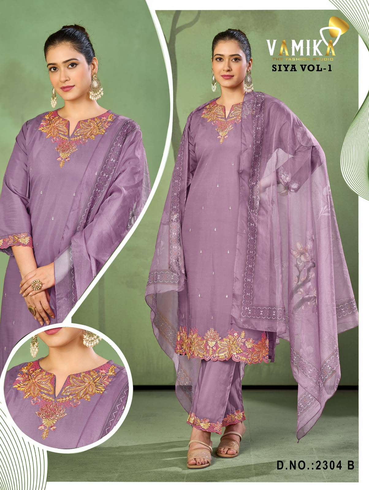 VAMIKA SIYA VOL 1 ROMAN SILK FANCY DESIGNER WORK READY MADE LADIES SUIT